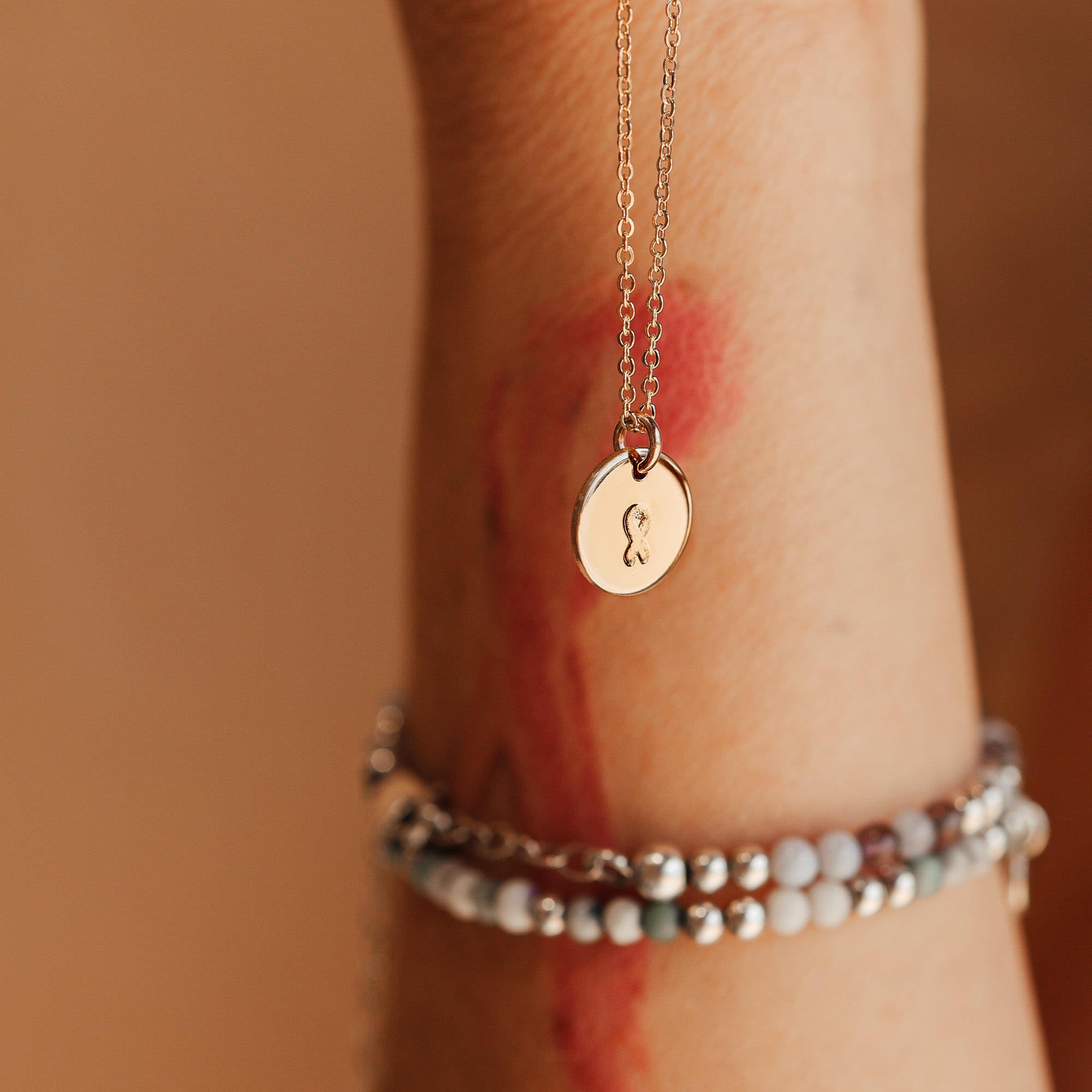 Sterling silver breast cancer necklace hot sale