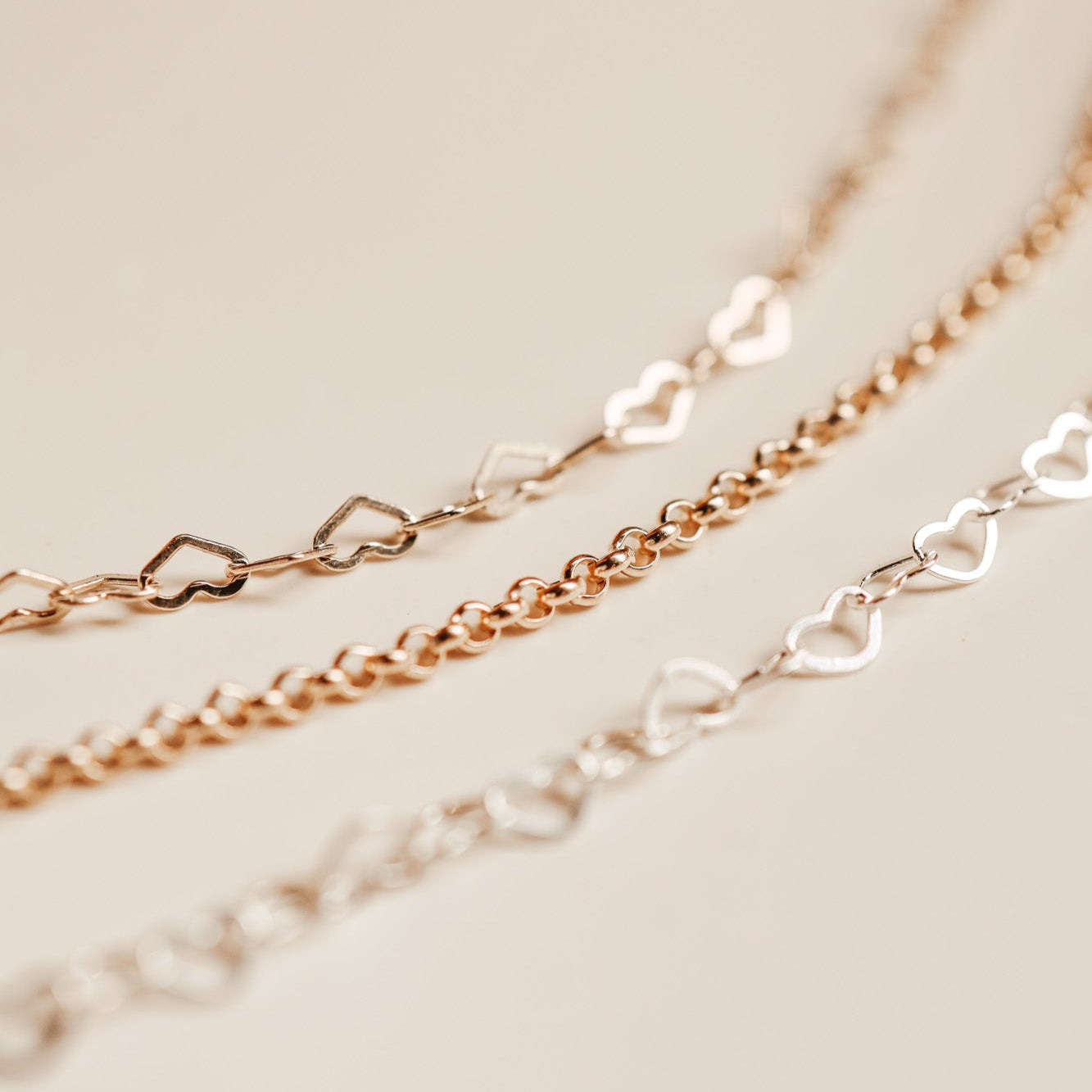 Personalised jewellery - KBN Jewellery - handmade jewellery – Personalised Jewellery gifts – Dainty jewellery – layering necklace – linked chain – unique chain – layering – Australia made – KBN Jewellery – Most popular necklace – trendy necklace – heart link chain – small heart chain 