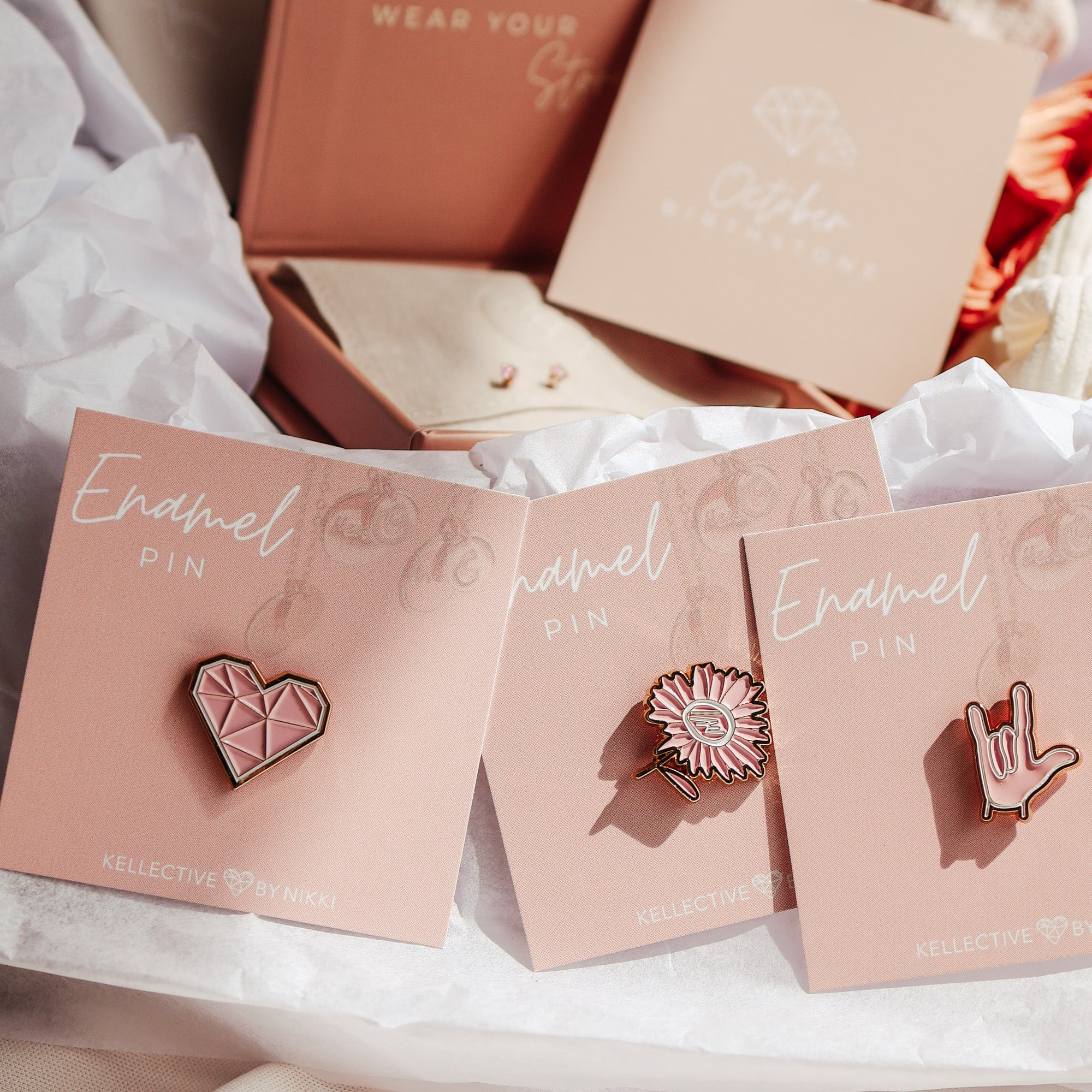 KBN Kids Shine Bright Box - Kids Gift box - Girls Birthday Gift - Scrunchies backpack pins birthstone earrings