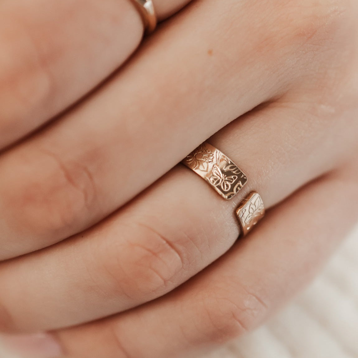 Personalised jewellery - KBN Jewellery - handmade jewellery - chunky ring – flower ring – birth flower ring – spring ring – butterfly ring – cuff ring – open ring – personalised cuff ring – personalised ring 