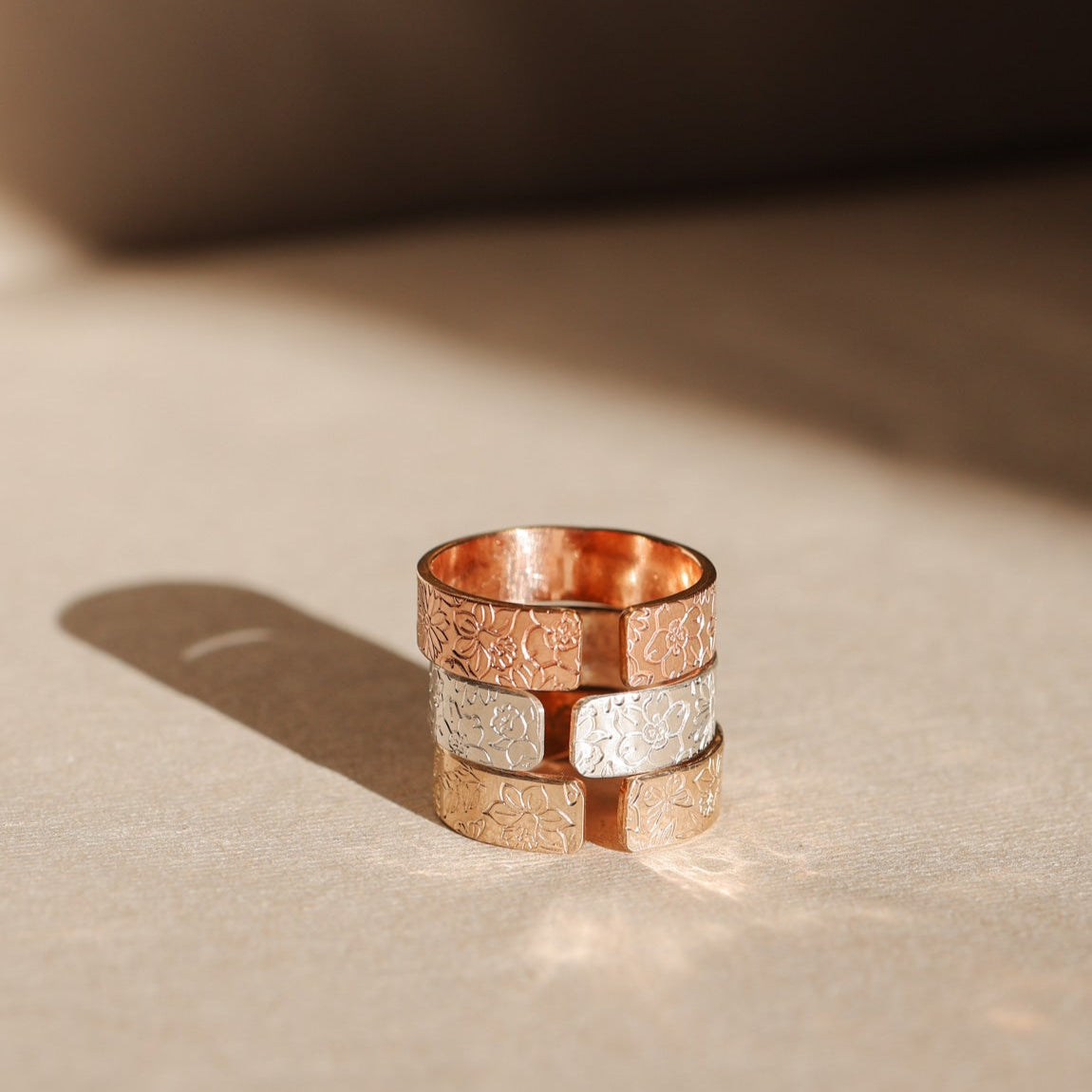 Personalised jewellery - KBN Jewellery - handmade jewellery - chunky ring – flower ring – birth flower ring – spring ring – butterfly ring – cuff ring – open ring – personalised cuff ring – personalised ring 