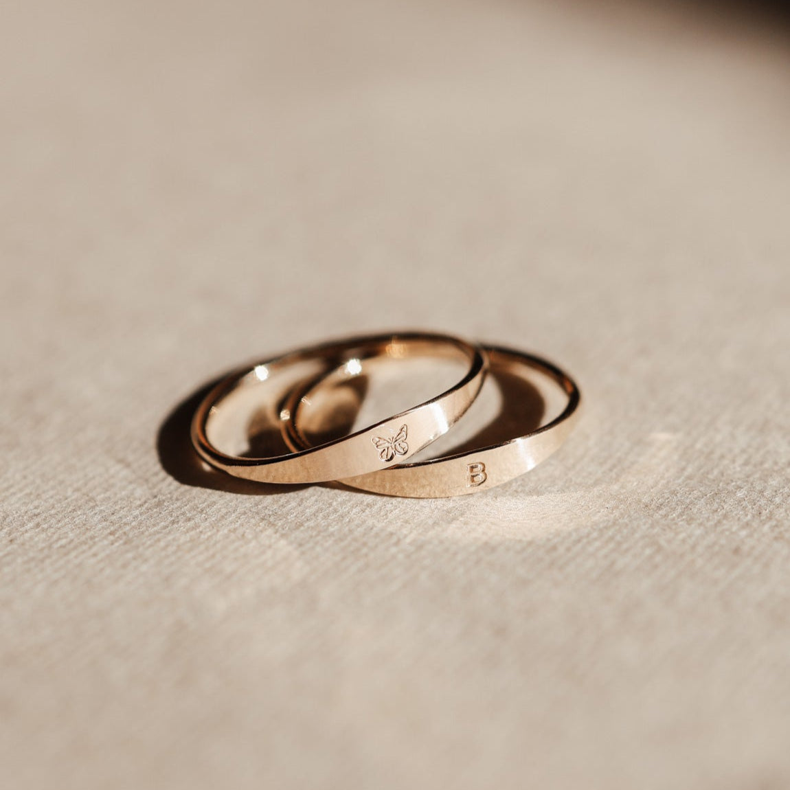 Personalised jewellery - KBN Jewellery - handmade jewellery - dainty ring – initial ring – signet ring – classic signet ring – symbol ring – heart ring – butter fly ring – moon ring – flat ring 