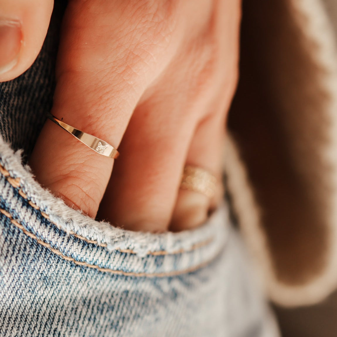 Personalised jewellery - KBN Jewellery - handmade jewellery - dainty ring – initial ring – signet ring – classic signet ring – symbol ring – heart ring – butter fly ring – moon ring – flat ring 