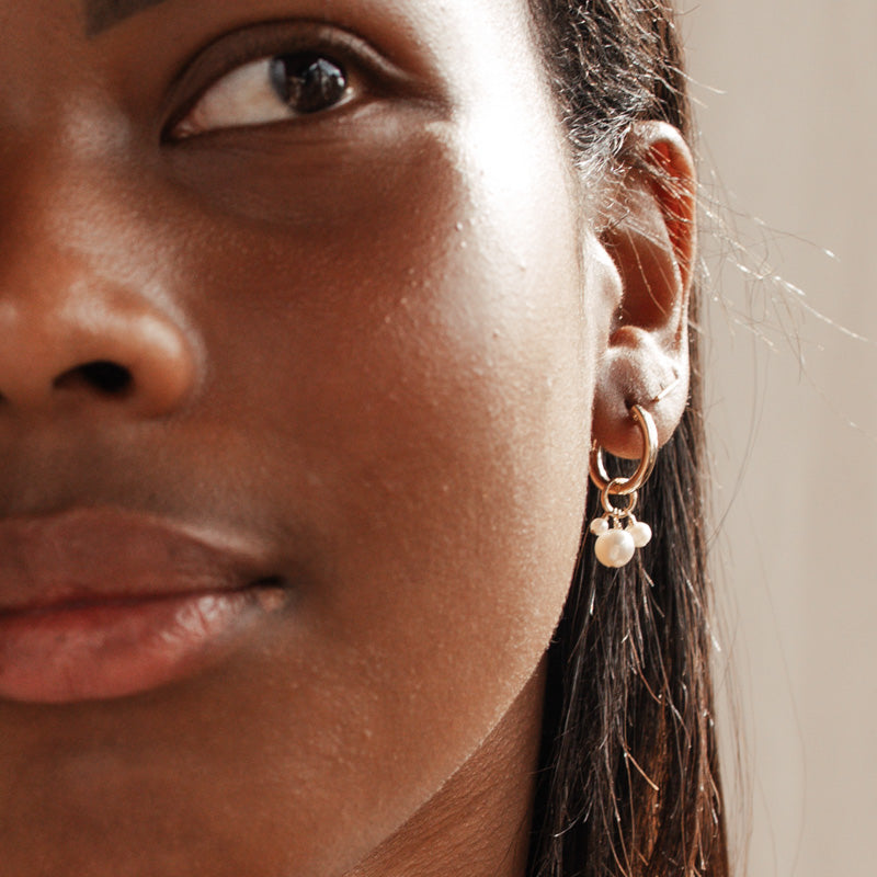 Personalised jewellery – handmade jewellery – KBN jewellery – dainty hoops – pearl earrings – pearl hoop earrings – stacked pearl earrings – pearl cluster earrings – unique pearl earrings – freshwater pearl earrings 