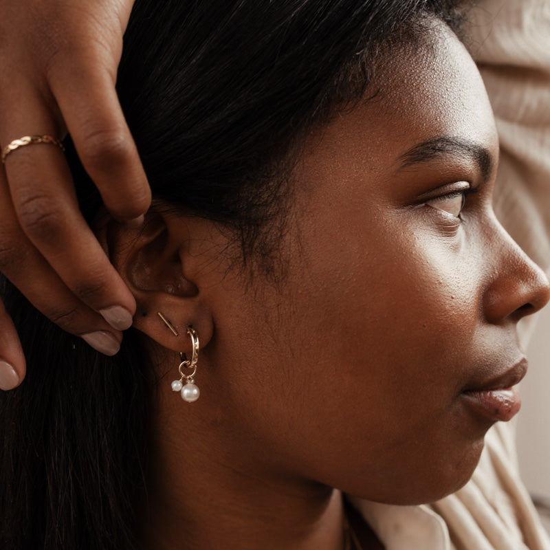 Personalised jewellery – handmade jewellery – KBN jewellery – dainty hoops – pearl earrings – pearl hoop earrings – stacked pearl earrings – pearl cluster earrings – unique pearl earrings – freshwater pearl earrings 