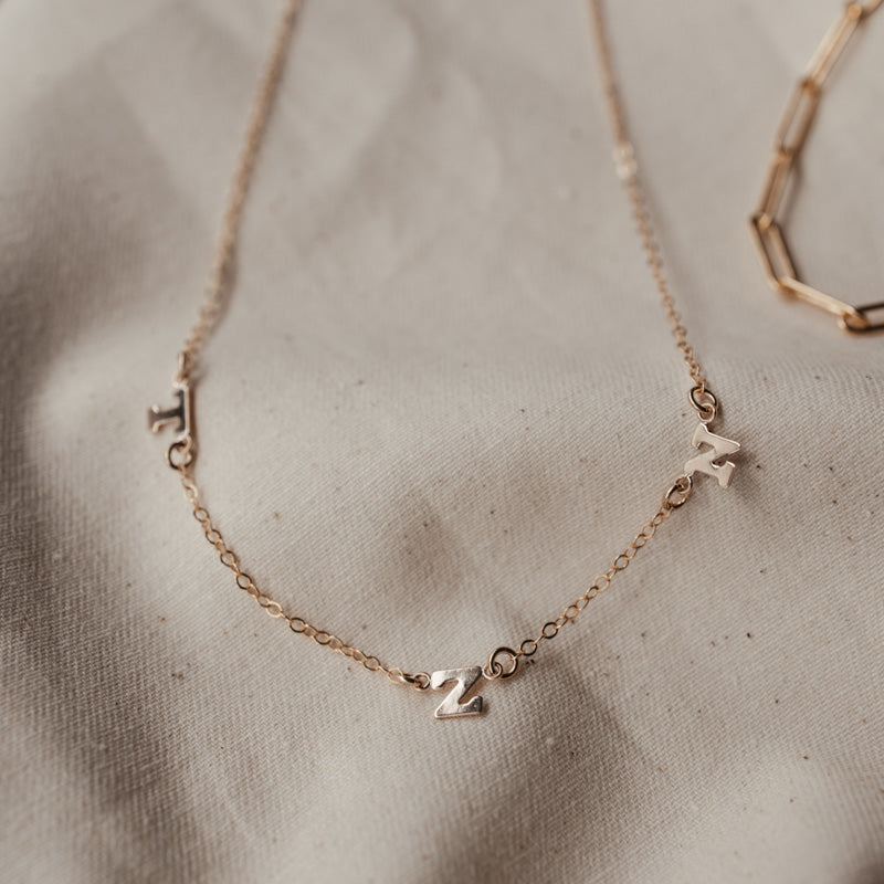 Love Notes Necklace • Asymmetrical Tiny Initial Necklace - Choose Number of Initials