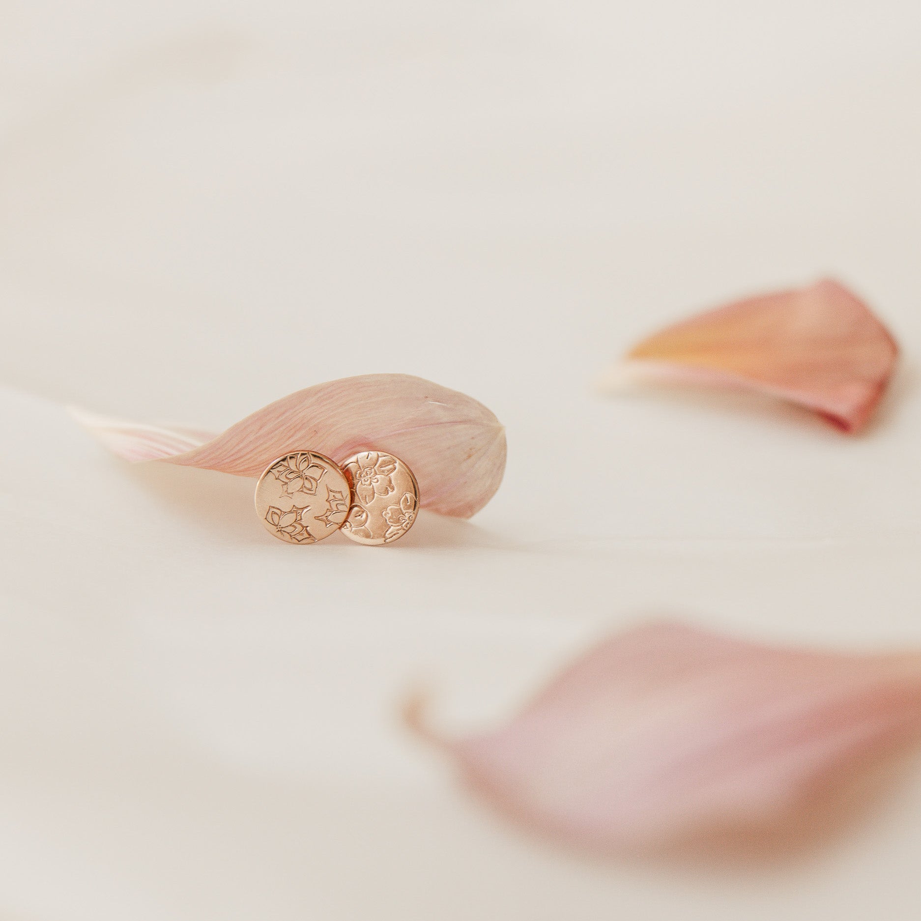 Personalised jewellery - KBN Jewellery - handmade jewellery – Personalised Jewellery gifts – Dainty jewellery- Dainty earrings – personalised stud earrings  – flower stamped earrings  – family flowers – kids birth flowers – birth flower necklace – personalised flower stamped earrings – handmade earring studs – Australian made 