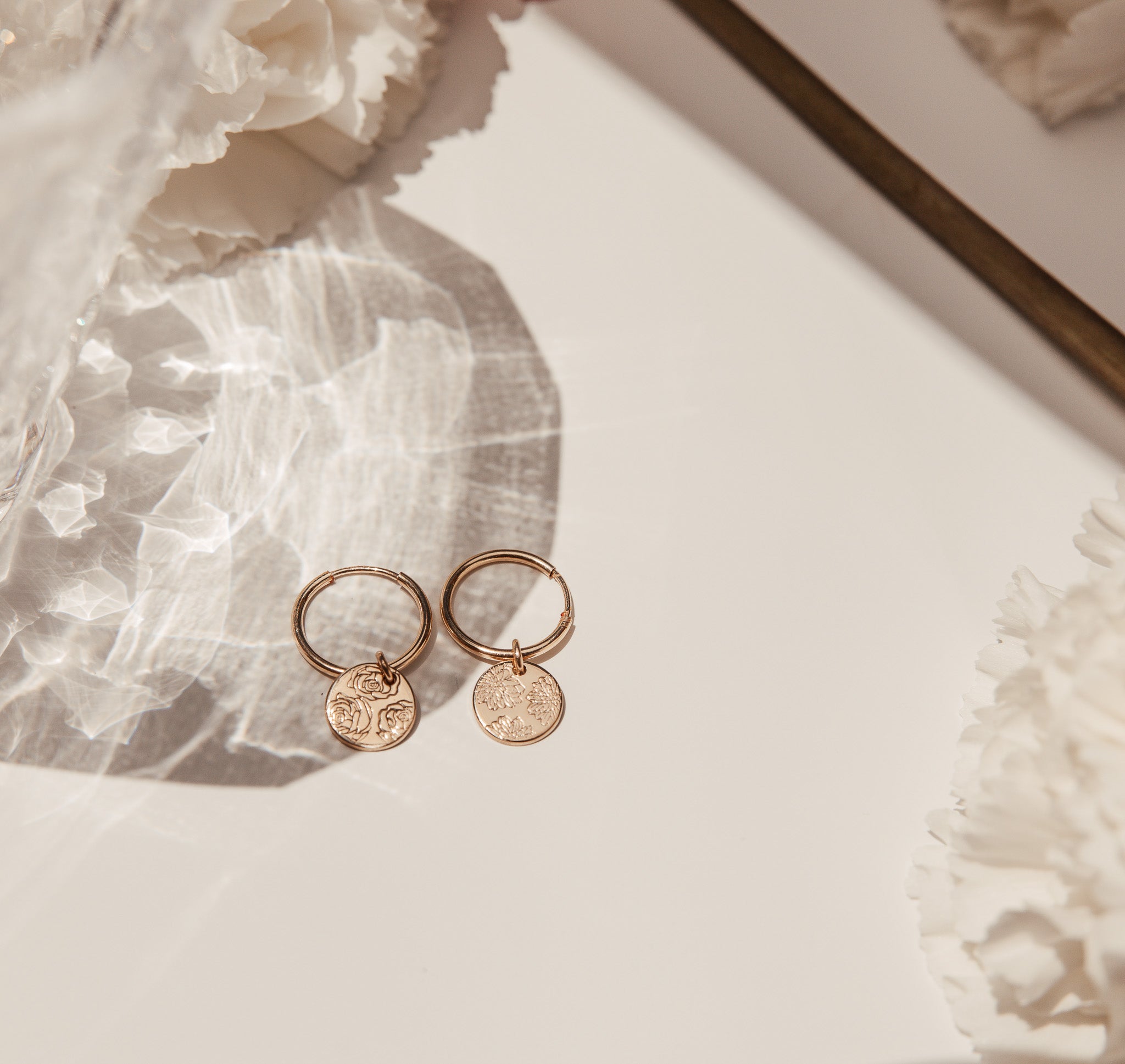 Personalised jewellery - KBN Jewellery - handmade jewellery – Personalised Jewellery gifts – personalised earrings – symbol earrings – simple hoops – kid friendly earrings – personalised hoop earrings – flower earrings – birth flower jewellery – dainty earrings
