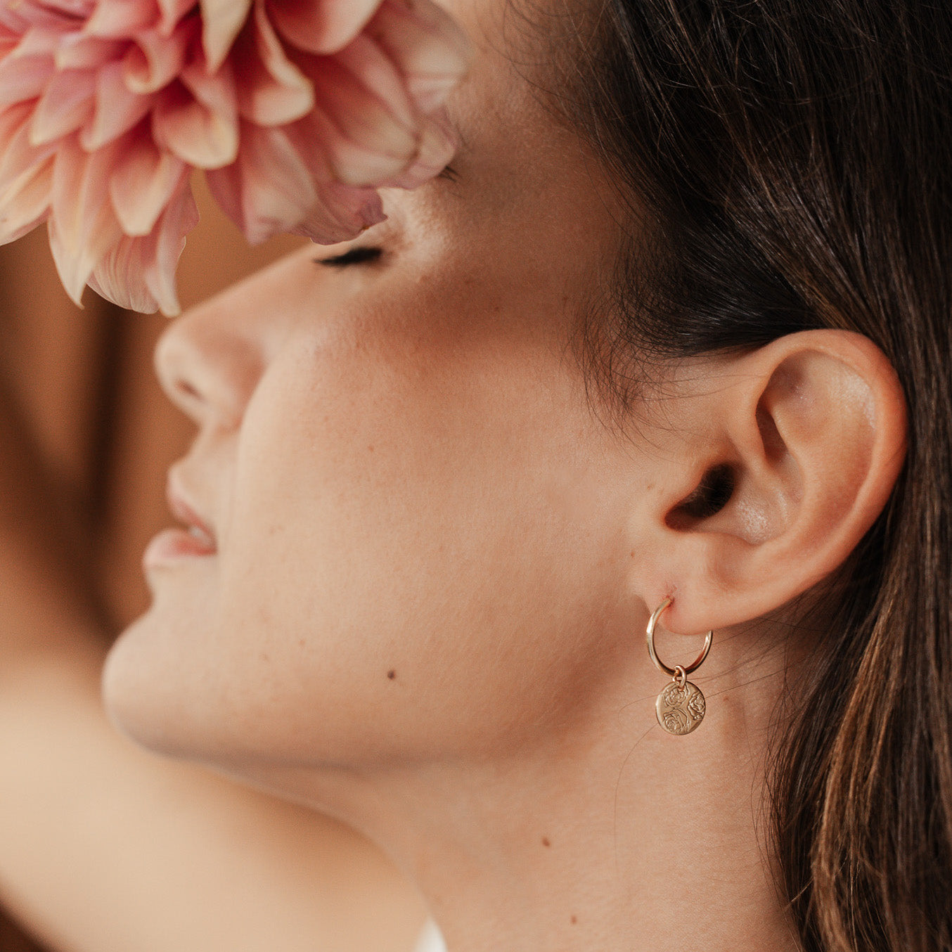 Personalised jewellery - KBN Jewellery - handmade jewellery – Personalised Jewellery gifts – personalised earrings – symbol earrings – simple hoops – kid friendly earrings – personalised hoop earrings – flower earrings – birth flower jewellery – dainty earrings