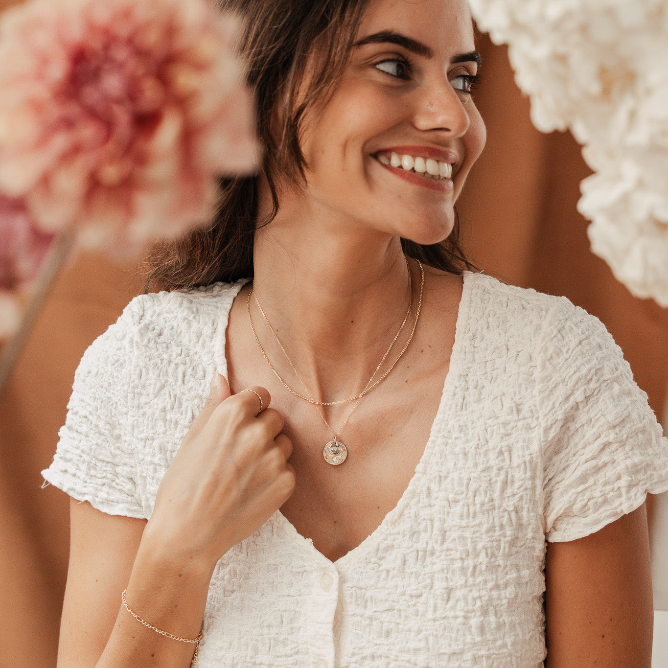 Personalised jewellery - KBN Jewellery - handmade jewellery – Personalised Jewellery gifts – Dainty jewellery- Dainty necklace – flower stamp necklace – birth month flower jewellery – flower necklace – stacked necklace – initial necklace 