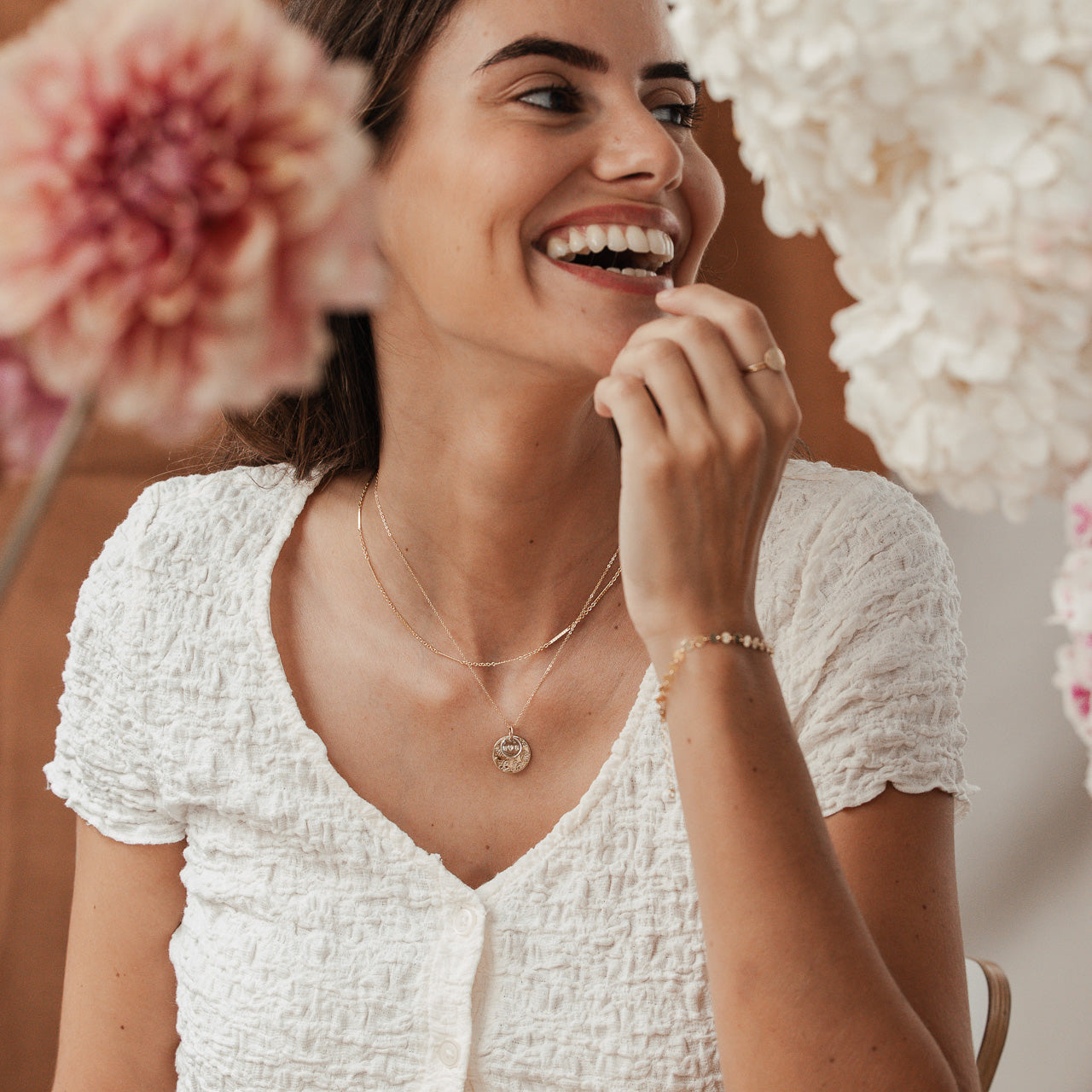 Personalised jewellery - KBN Jewellery - handmade jewellery – Personalised Jewellery gifts – Dainty jewellery- Dainty necklace – flower stamp necklace – birth month flower jewellery – flower necklace – stacked necklace – initial necklace 