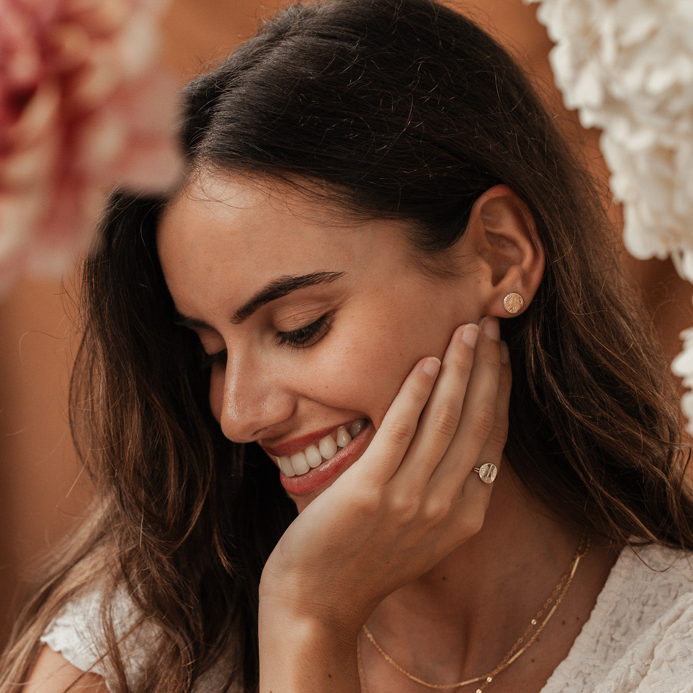 Personalised jewellery - KBN Jewellery - handmade jewellery – Personalised Jewellery gifts – Dainty jewellery- Dainty earrings – personalised stud earrings  – flower stamped earrings  – family flowers – kids birth flowers – birth flower necklace – personalised flower stamped earrings – handmade earring studs – Australian made 