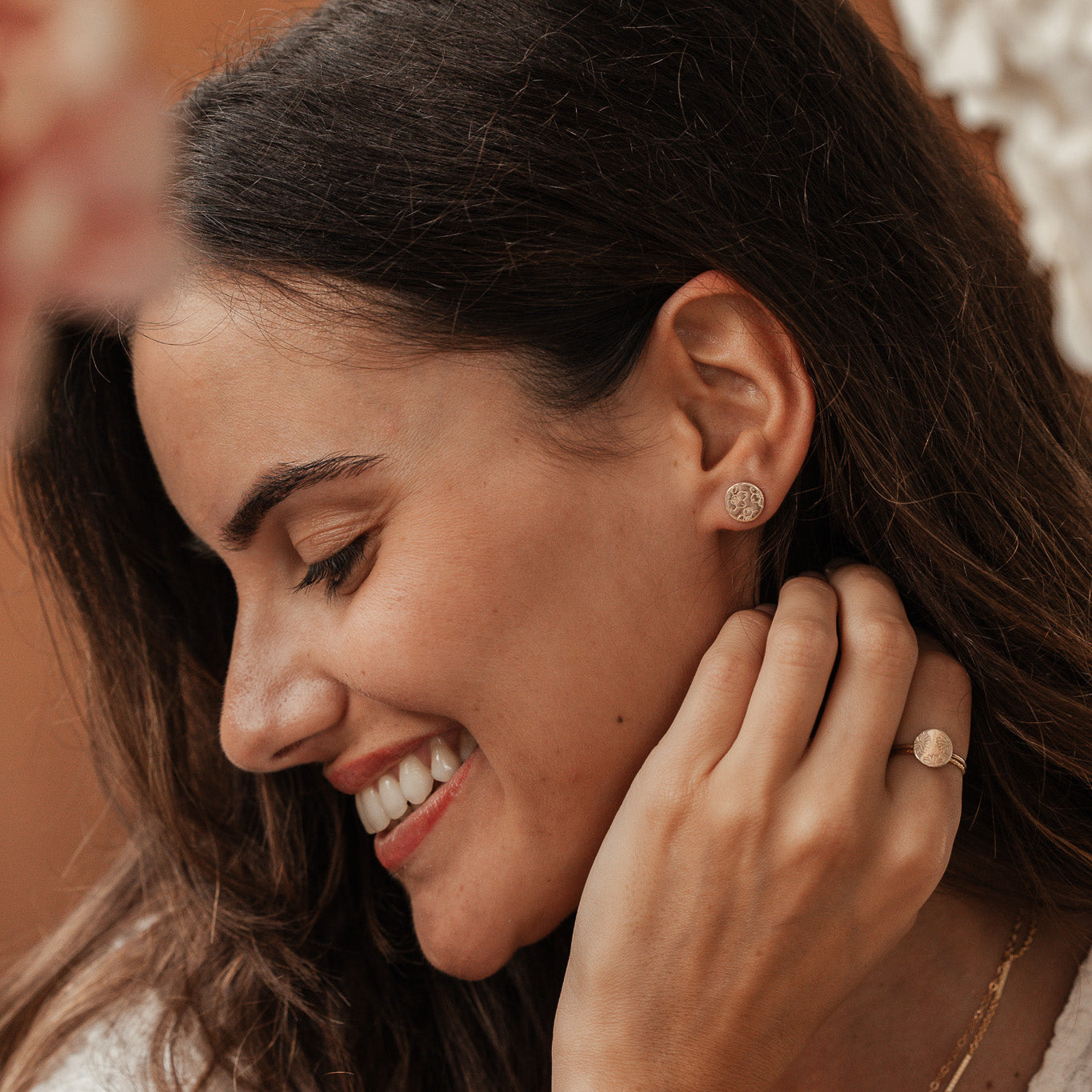 Personalised jewellery - KBN Jewellery - handmade jewellery – Personalised Jewellery gifts – Dainty jewellery- Dainty ring – flower stamped ring – family flowers – kids birth flowers – birth flower ring – personalised flower stamped ring – dainty ring – pendant ring – personalised ring  