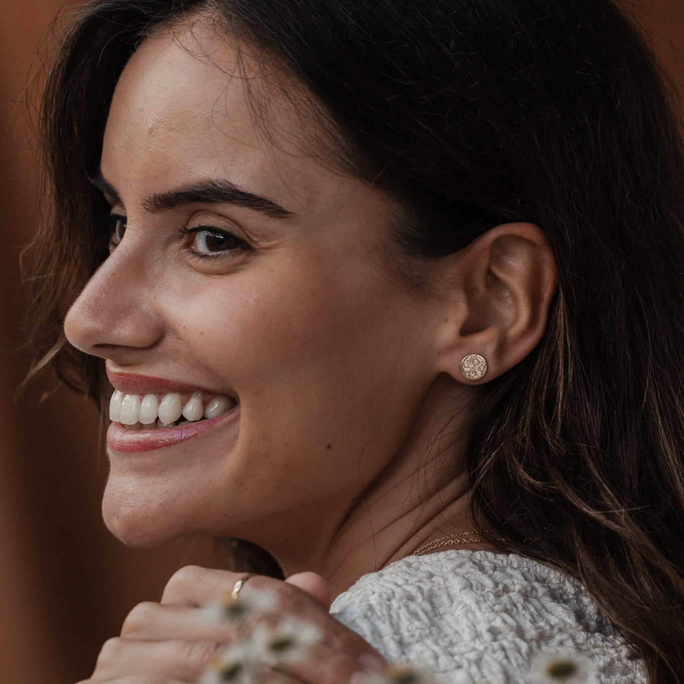 Personalised jewellery - KBN Jewellery - handmade jewellery – Personalised Jewellery gifts – Dainty jewellery- Dainty earrings – personalised stud earrings  – flower stamped earrings  – family flowers – kids birth flowers – birth flower necklace – personalised flower stamped earrings – handmade earring studs – Australian made 