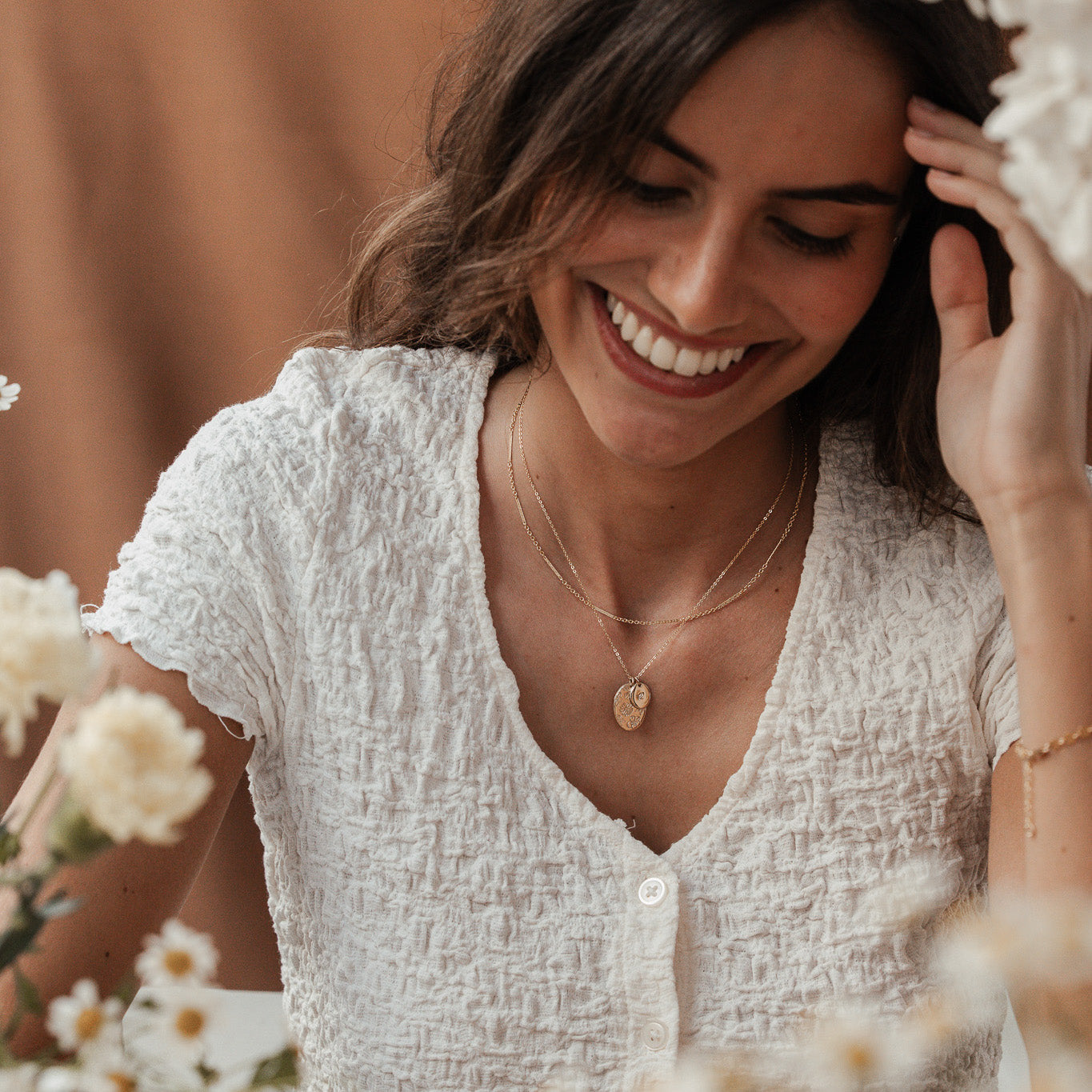 Personalised jewellery - KBN Jewellery - handmade jewellery – Personalised Jewellery gifts – Dainty jewellery- Dainty necklace – flower stamped necklace – family flowers – kids birth flowers – birth flower necklace – personalised flower stamped necklace - floral display necklace - spring necklace - birth flower garden necklace - handmade jewellery 