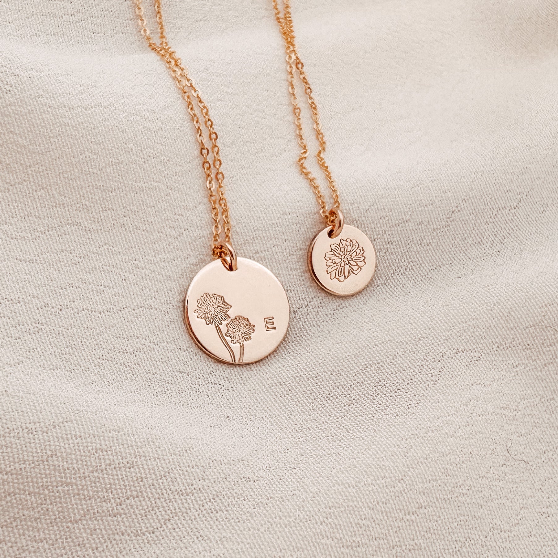 Personalised jewellery - KBN Jewellery - handmade jewellery – custom jewellery gifts – dainty necklace – medium pendant necklace – November  Birth flower necklace – birthday necklace – Chrysanthemum birthday gift – dainty jewellery – birth flower and initial necklace – everyday jewellery – Chrysanthemum flower necklace – November necklace – Loyalty flower necklace 