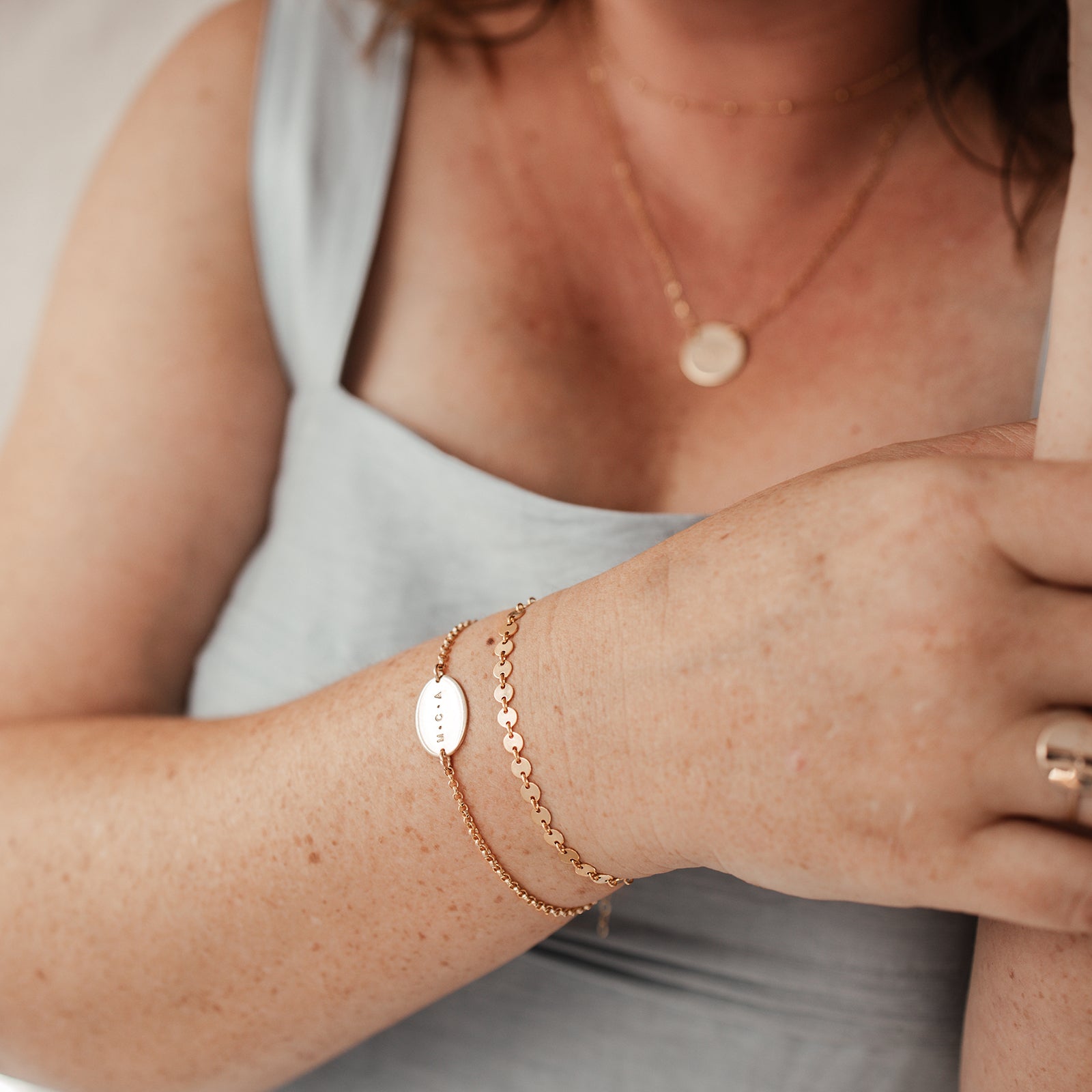 Personalised jewellery – handmade jewellery – KBN jewellery – Australian made jewellery – medium oval bracelet – oval pendant bracelet – initial bracelet – name bracelet – symbol bracelet – gift ideas for women – gift ideas with meaning – sentimental gift ideas 