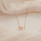 thin necklace pearl peach ivory delicate chain dainty goldfill sterling silver