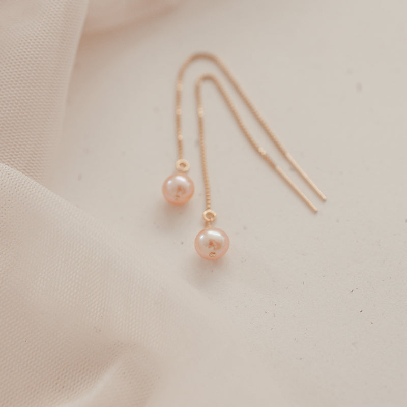 Pearl Thread Through Earrings