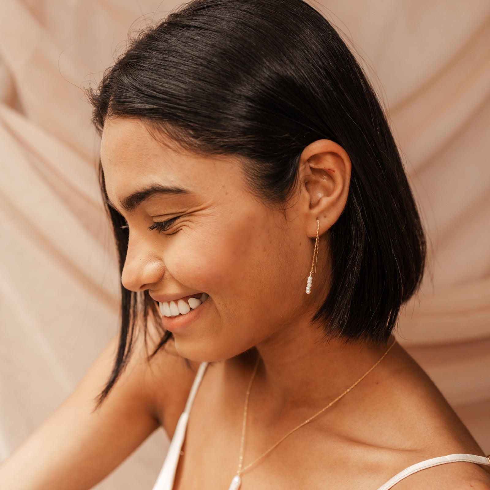 Personalised jewellery - KBN Jewellery - handmade jewellery – Personalised Jewellery gifts – Dainty jewellery- Dainty earrings – pearl earrings – thread through earrings – handmade earrings – real pearl earrings – Australian made earrings 