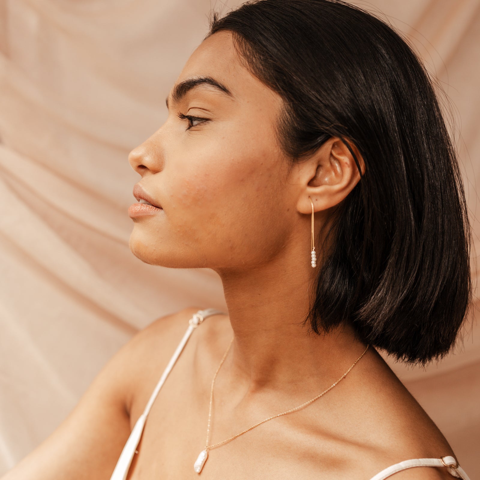 Personalised jewellery - KBN Jewellery - handmade jewellery – Personalised Jewellery gifts – Dainty jewellery- Dainty earrings – pearl earrings – thread through earrings – handmade earrings – real pearl earrings – Australian made earrings 