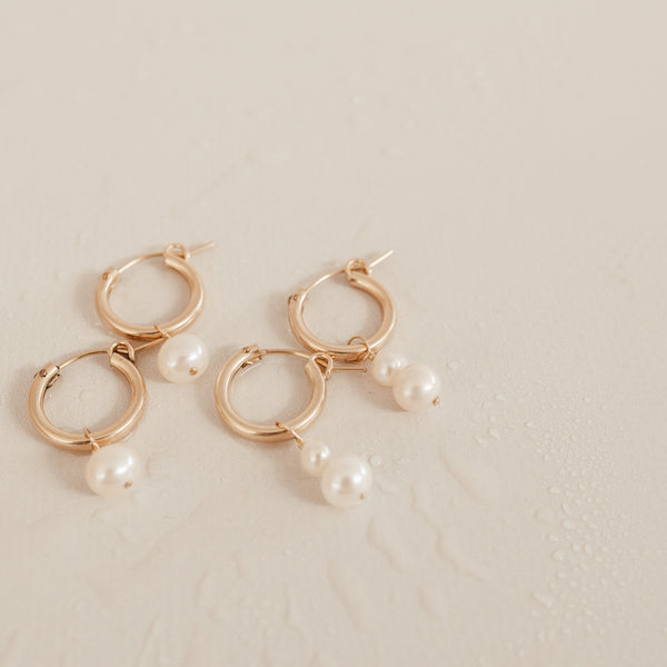 Meribella • Pearl Hoop Earrings