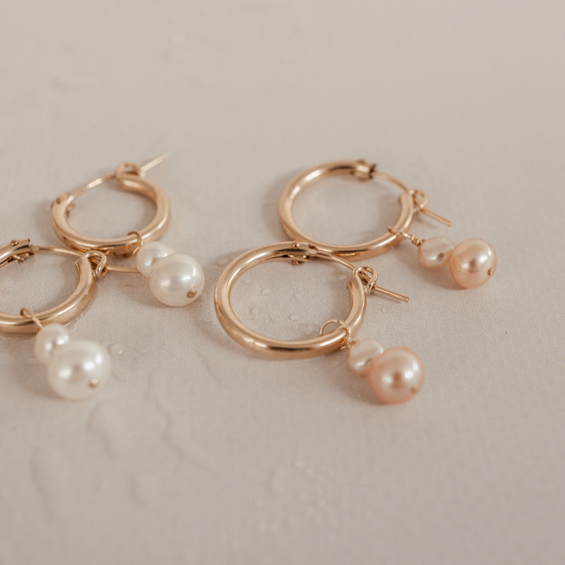 Meribella • Pearl Hoop Earrings