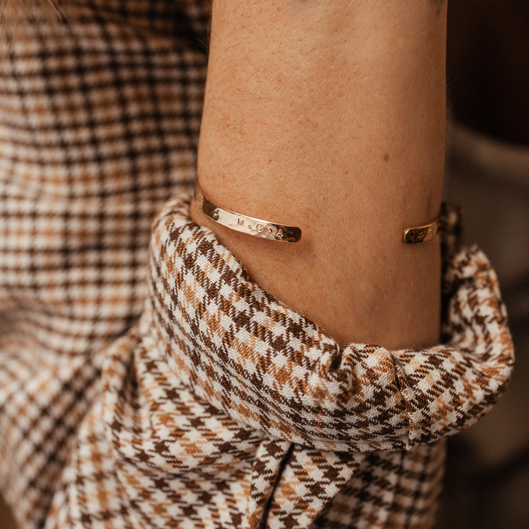 Personalised jewellery - KBN Jewellery - handmade jewellery – Personalised Jewellery gifts – Dainty jewellery – dainty bracelet – handmade cuff – handmade bangle – wrist cuff – handmade cuff bracelet – personalised cuff bracelet – symbol and initial cuff bracelet 
