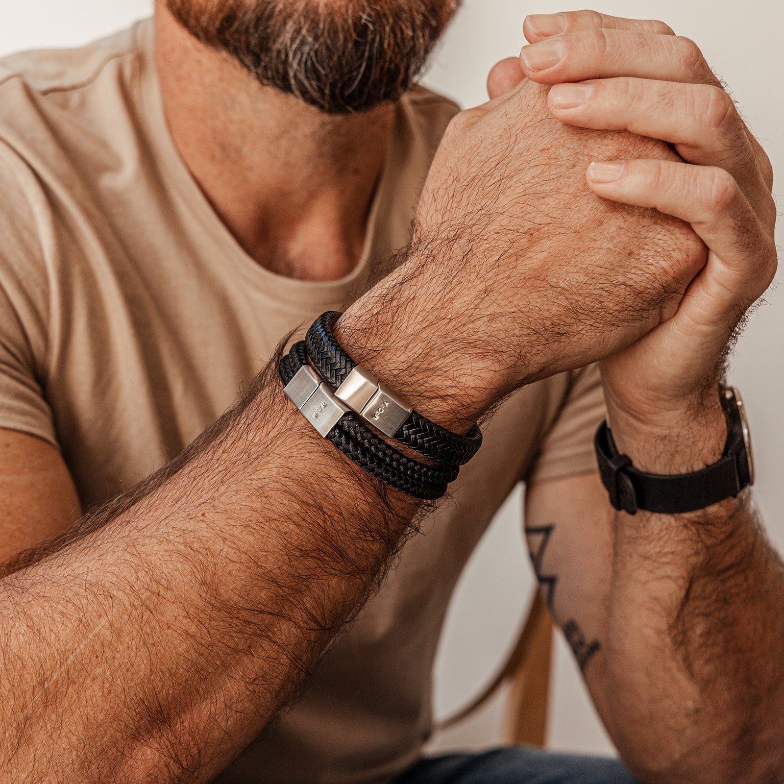 Personalised men’s cord bracelet – Men’s bracelet  – KBN Jewellery – men’s personalised bracelet – cord bracelet personalised – brown cord bracelet – black bracelet  – handmade bracelet – initial men’s bracelet  - personalised gift for Dad – personalised gift for boyfriend – personalised men’s gift – personalised cord bracelet 