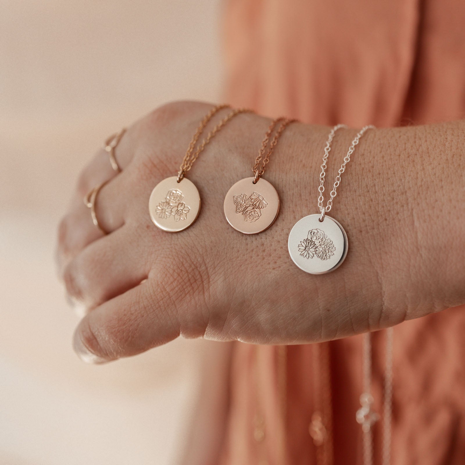 Personalised jewellery - KBN Jewellery - handmade jewellery – Personalised Jewellery gifts- birth flower necklace – family birth flower necklace – month flower necklace – gift idea for Mum – flower jewellery