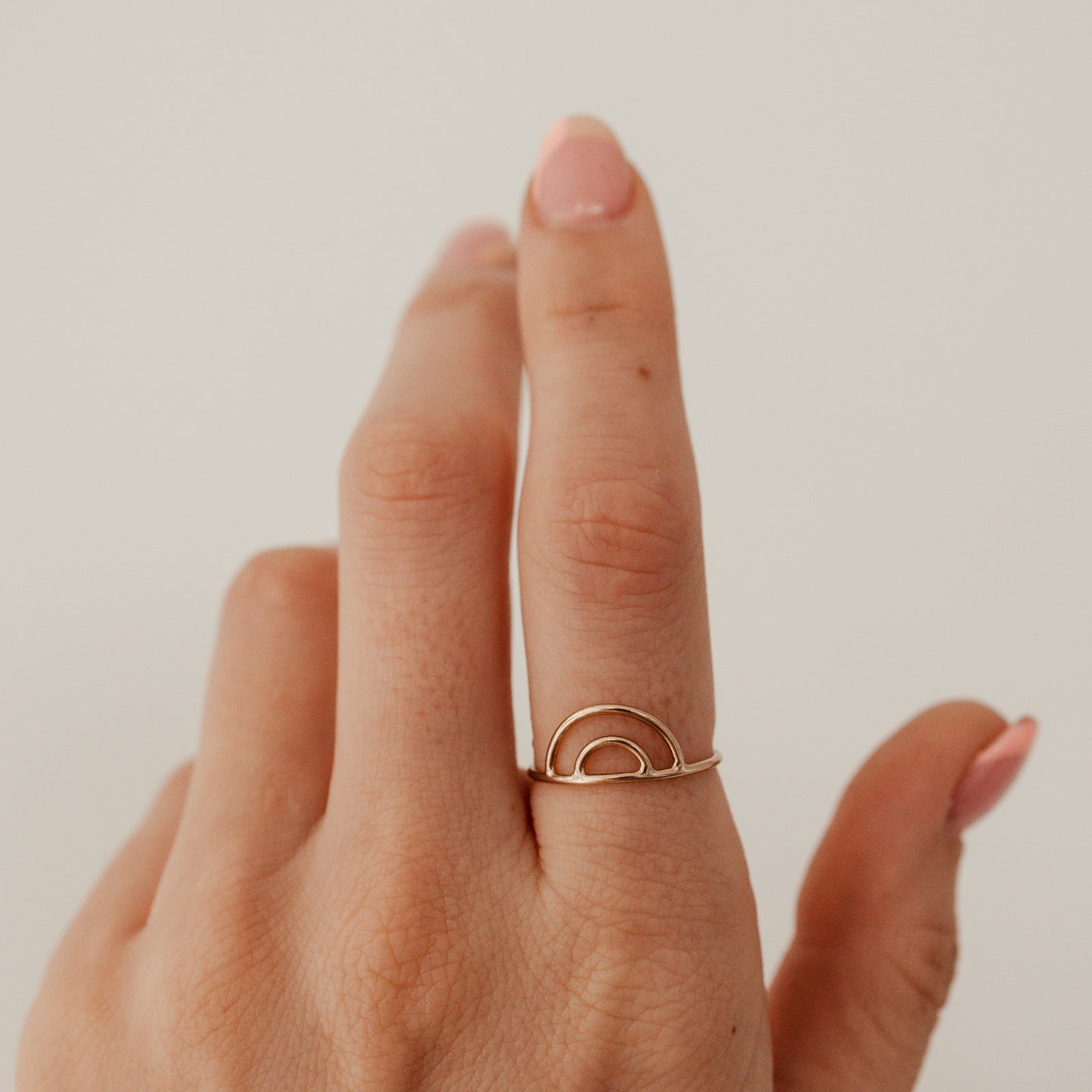 Personalised jewellery - KBN Jewellery - handmade jewellery – Personalised Jewellery gifts – Dainty jewellery-double arched ring – stacking ring – rainbow arch ring – nova ring – everyday wear ring – everyday ring – simple ring – dainty ring – dainty ring stack