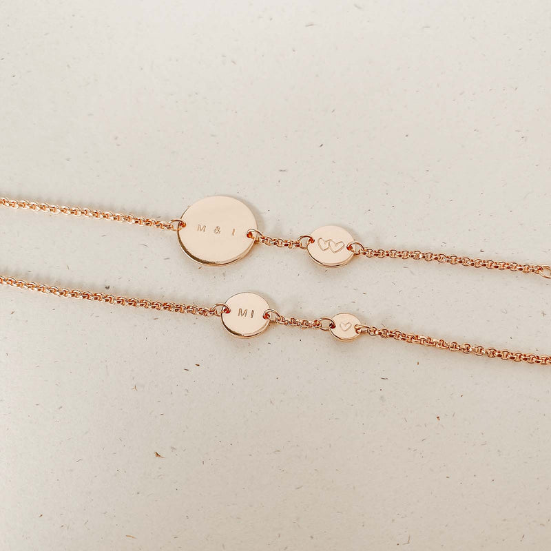 mini bracelet two pendant tiny and small pendant bracelet rose goldfill sterling silver goldfill tiny symbols initial bracelet