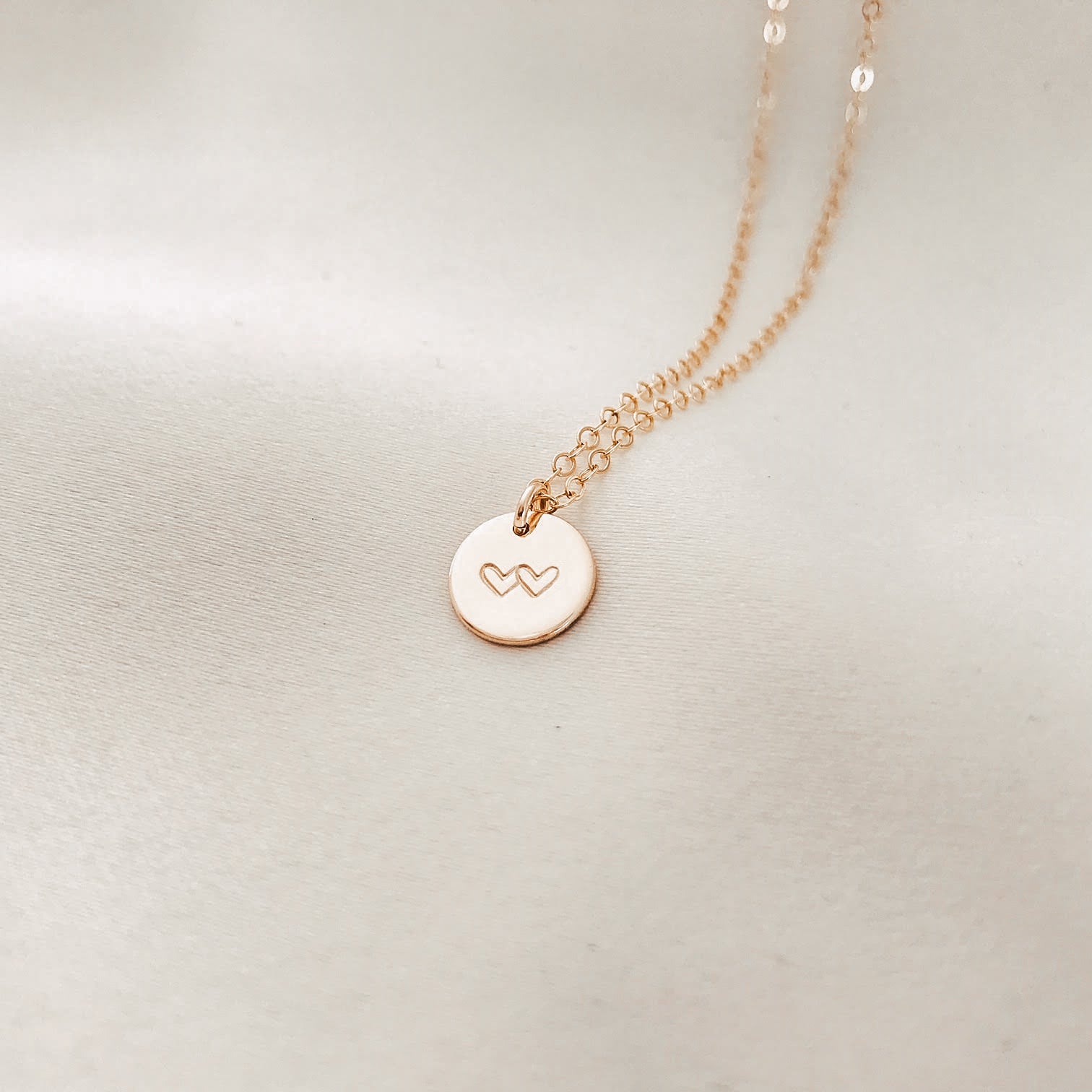 Personalised jewellery - KBN Jewellery - handmade jewellery – Personalised Jewellery gifts – Dainty jewellery – double heart stamp necklace – double love heart necklace – small pendant necklace – everyday necklace