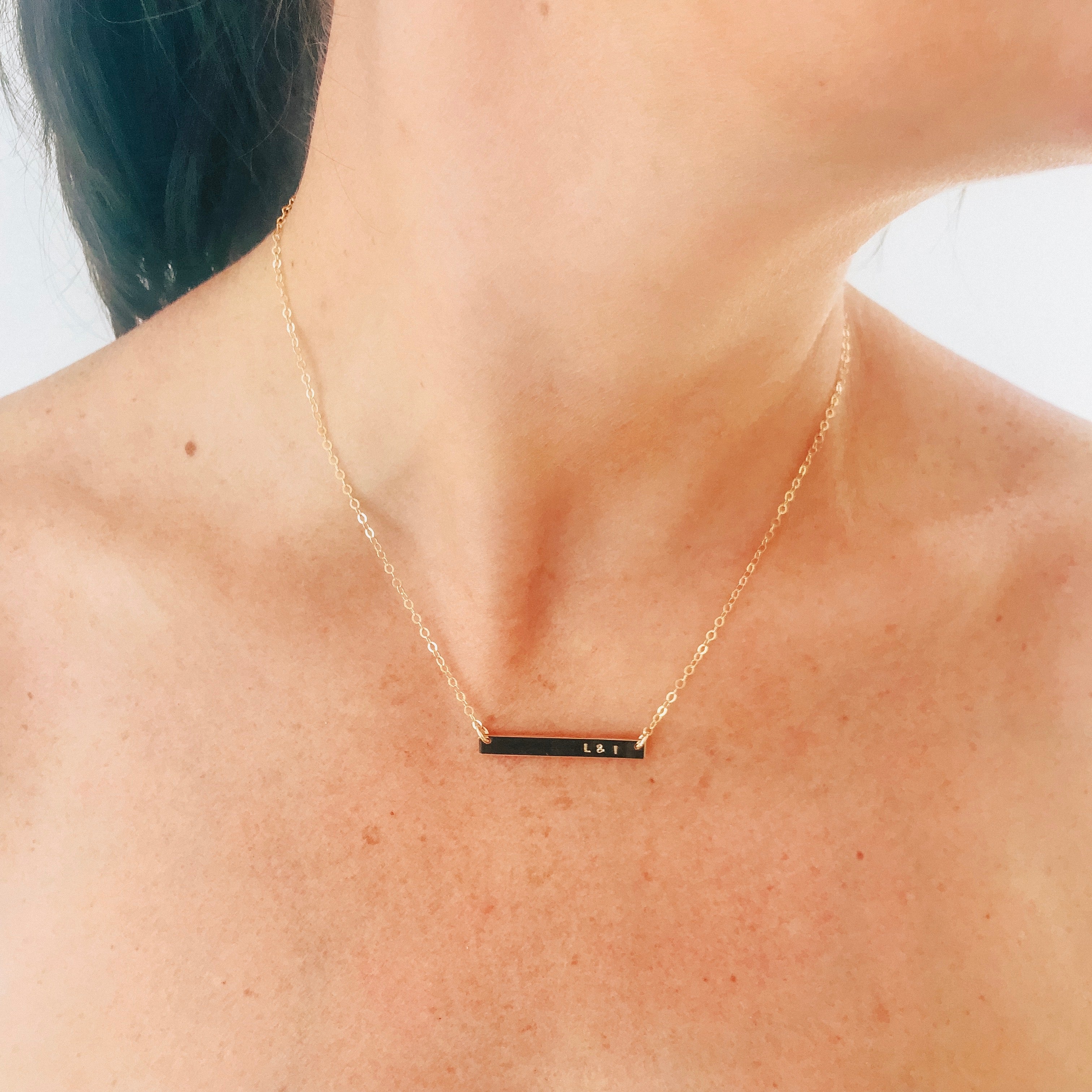 Personalised jewellery - KBN Jewellery - handmade jewellery – Personalised Jewellery gifts – Dainty jewellery- bar necklace – dainty bar necklace – personalised date necklace – roman numerals necklace – name bar necklace – words of affirmation necklace 