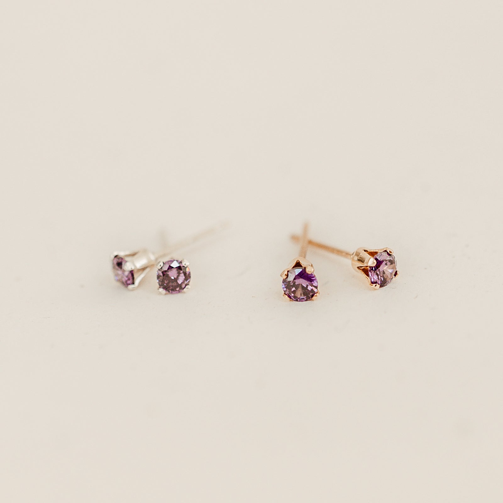 Personalised jewellery – handmade jewellery – KBN jewellery – dainty earrings – birth month earrings – birthstone earrings – affordable earrings – amethyst  earrings – February  earrings – birthstone studs – stacking earrings – stone earrings – light purple earrings 