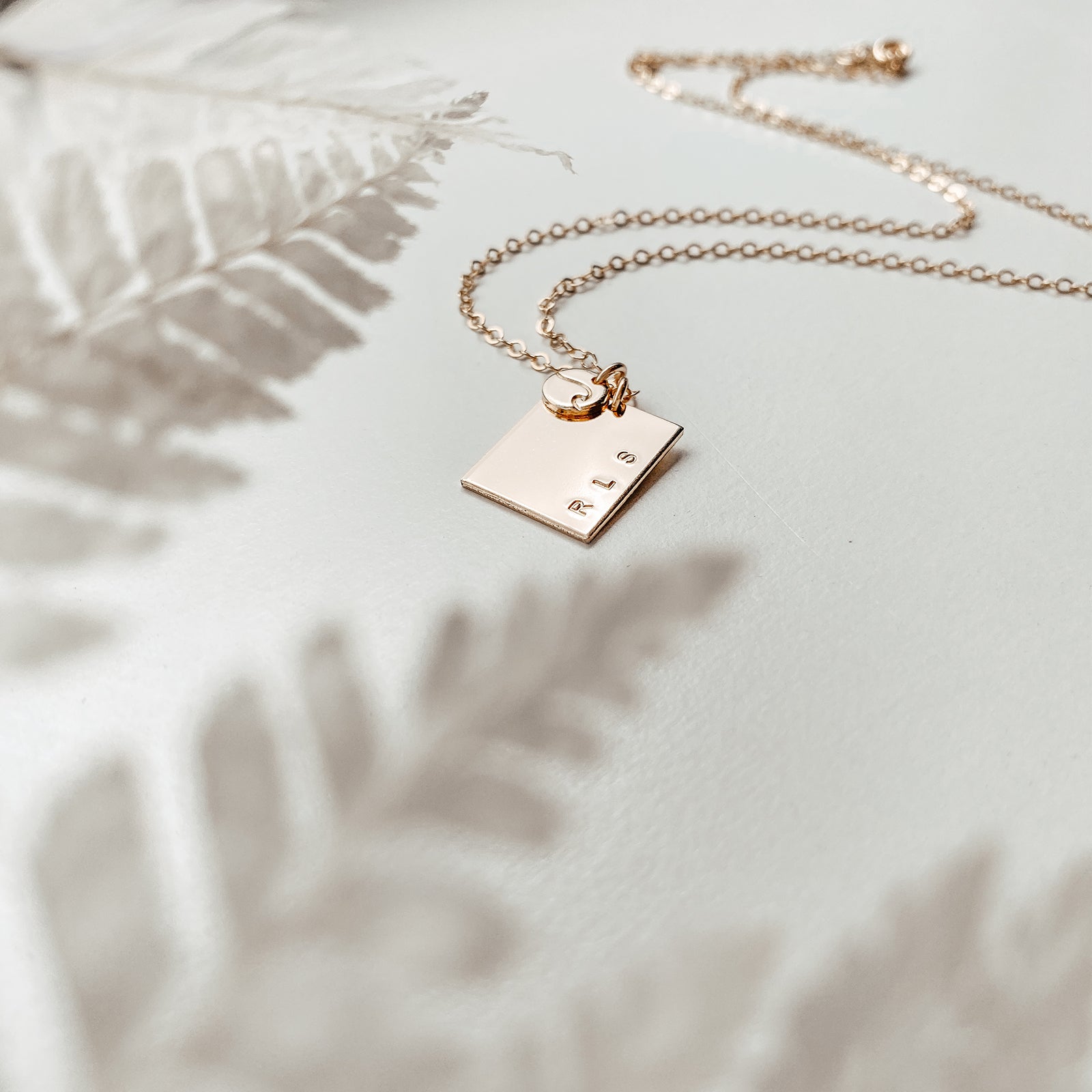 Personalised jewellery - KBN Jewellery - handmade jewellery – Personalised Jewellery gifts – Australian Made – rectangle pendant necklace – initial rectangle necklace – date necklace – rectangle and tiny pendant necklace