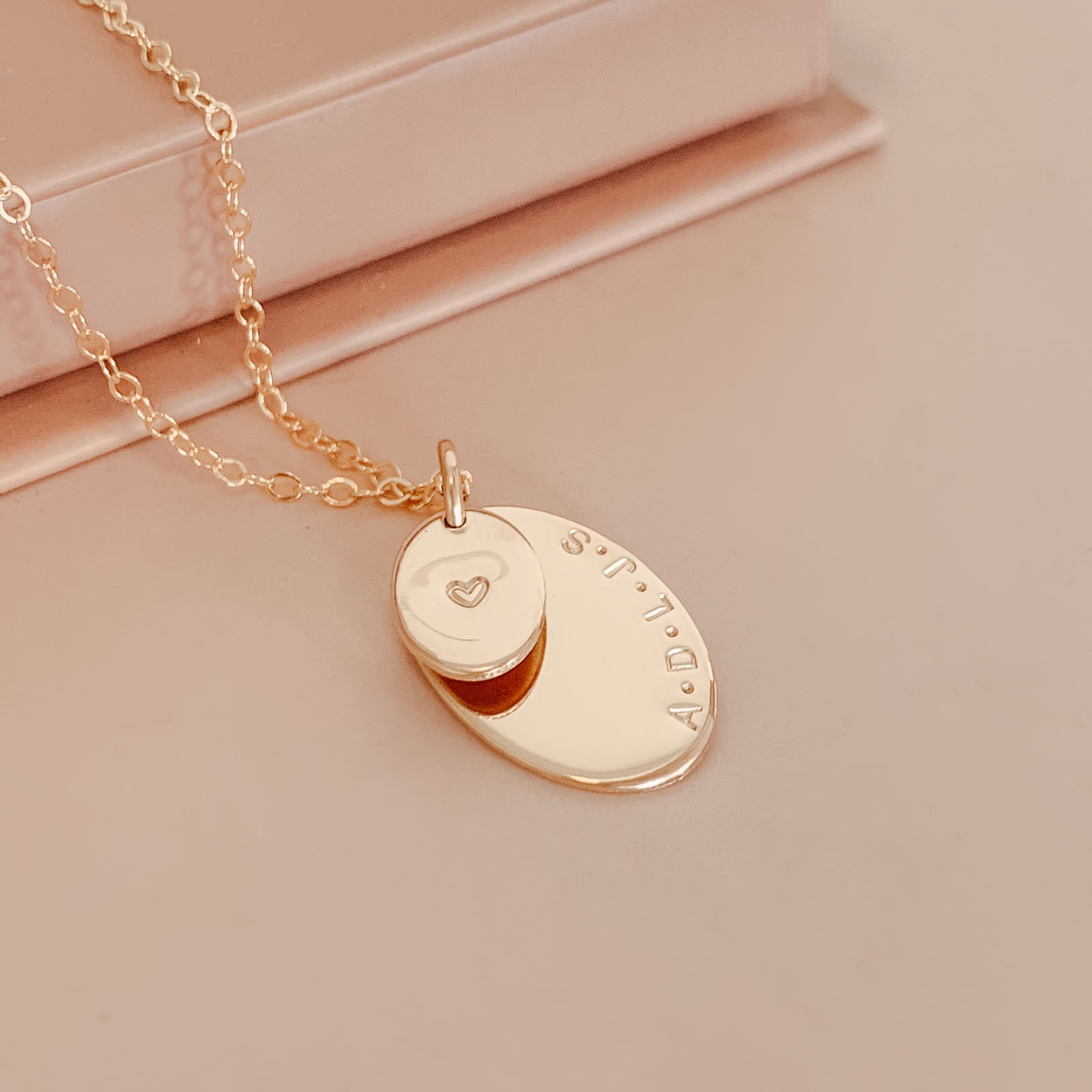 Personalised jewellery - KBN Jewellery - handmade jewellery – Personalised Jewellery gifts – Dainty jewellery – oval necklace – oval pendant necklace – stacked pendant necklace – children’s name necklace – dogs name necklace – initial necklace – zodiac pendant stamp 