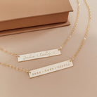 Personalised jewellery - KBN Jewellery - handmade jewellery – Personalised Jewellery gifts – Dainty jewellery- bar necklace – dainty bar necklace – personalised date necklace – roman numerals necklace – name bar necklace – words of affirmation necklace – long bar necklace – layering necklace – layering necklace inspiration – wedding gift idea – wedding gift idea for bride  