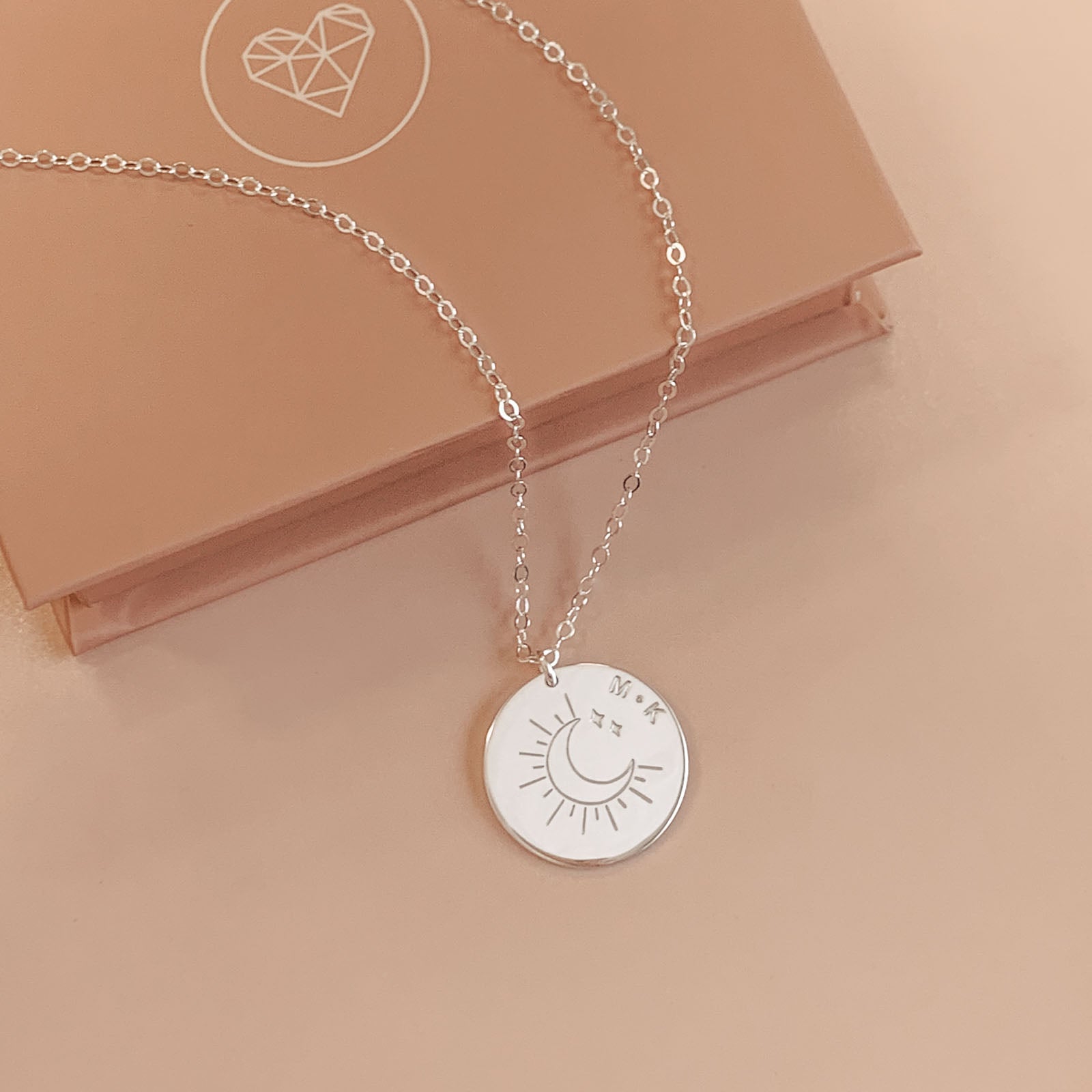 Personalised jewellery - KBN Jewellery - handmade jewellery – custom jewellery gifts – dainty necklace – Australian made – Moon necklace – sun moon and stars necklace – personalised necklace – initial necklace 