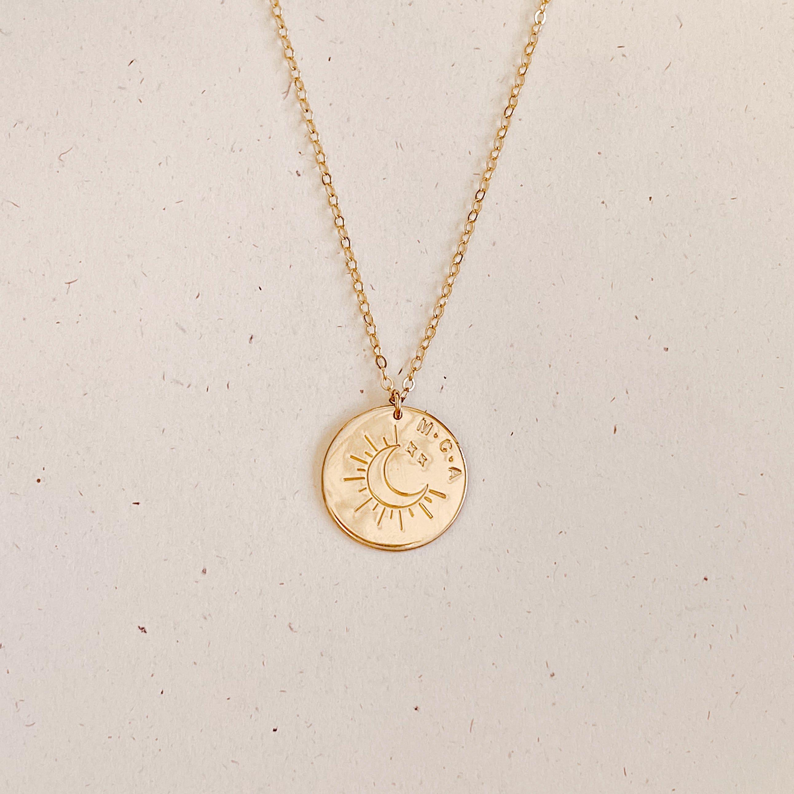 Personalised jewellery - KBN Jewellery - handmade jewellery – custom jewellery gifts – dainty necklace – Australian made – Moon necklace – sun moon and stars necklace – personalised necklace – initial necklace 