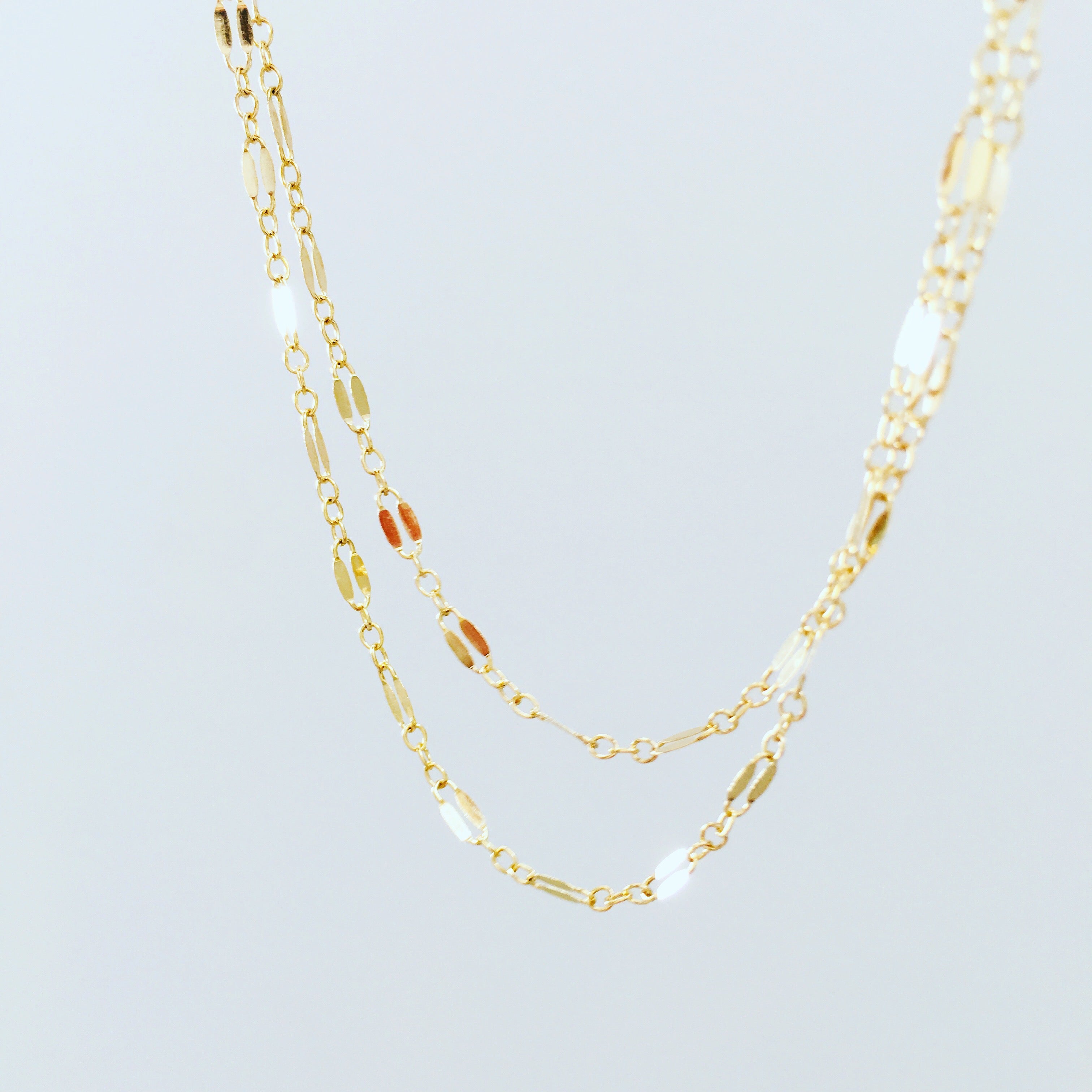 sparkly shiny chain choker goldfill rose goldfill sterling silver delicate layered