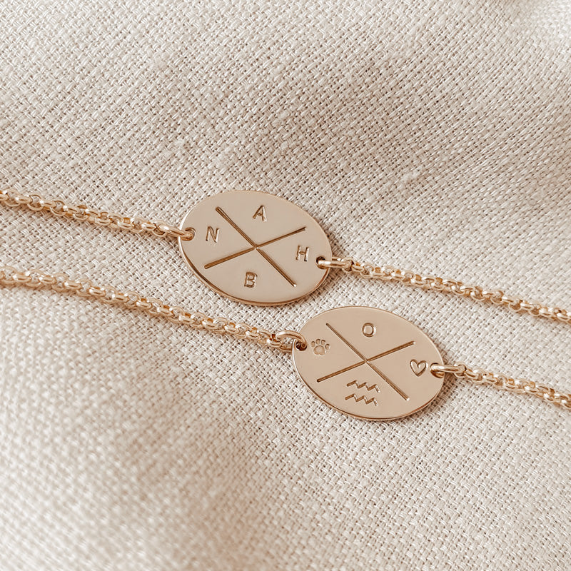 Personalised jewellery - KBN Jewellery - handmade jewellery - cross my heart - dainty jewellery - initial bracelet - symbol bracelet  – custom initial bracelet – children initials - Cross my heart bracelet 