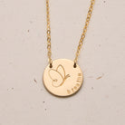 butterfly stamp necklace curved text  initials name goldfill sterling silver rose goldfill large fixed pendant