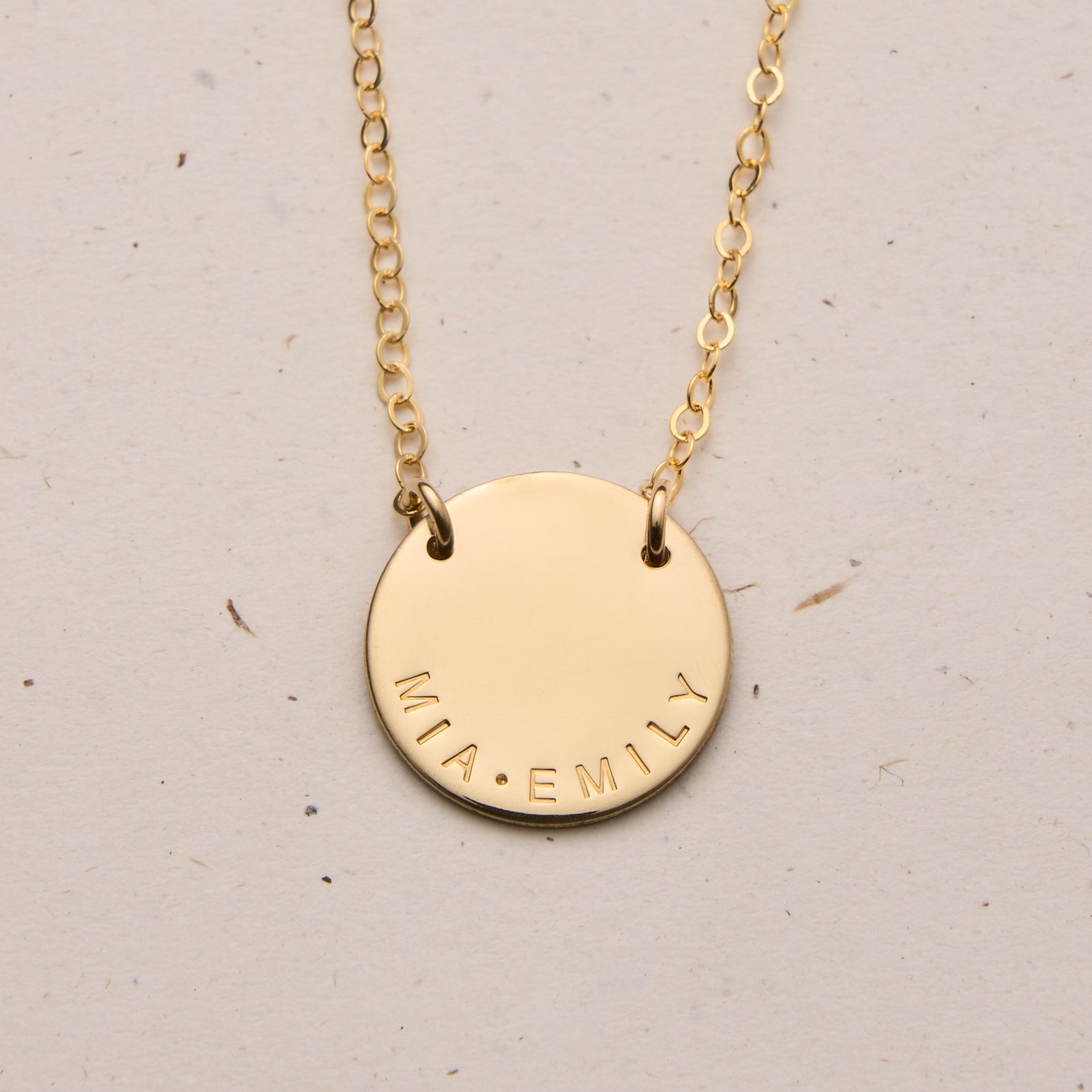 Personalised jewellery - KBN Jewellery - handmade jewellery – custom jewellery gifts – dainty necklace – Australian made – initial necklace – children’s initial necklace – roman numeral necklace – round pendant necklace – double holed necklace 