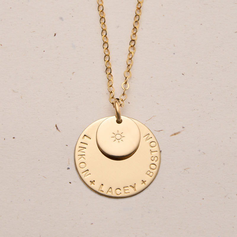 Saffron Extra Large stacked personalised Kellective by Nikki pendant