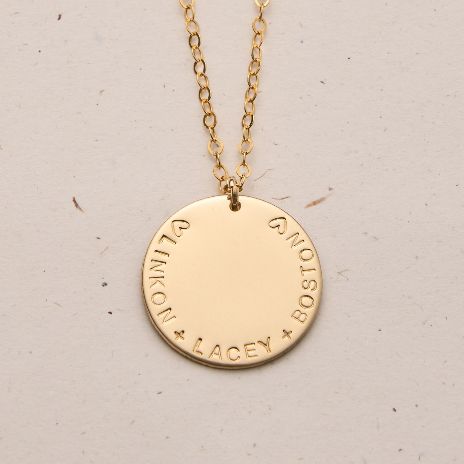 extra large pendant curved centred text tiny neat sweet script font goldfill sterling silver rose goldfill dainty delicate meaningfull dates children names roman numerals 