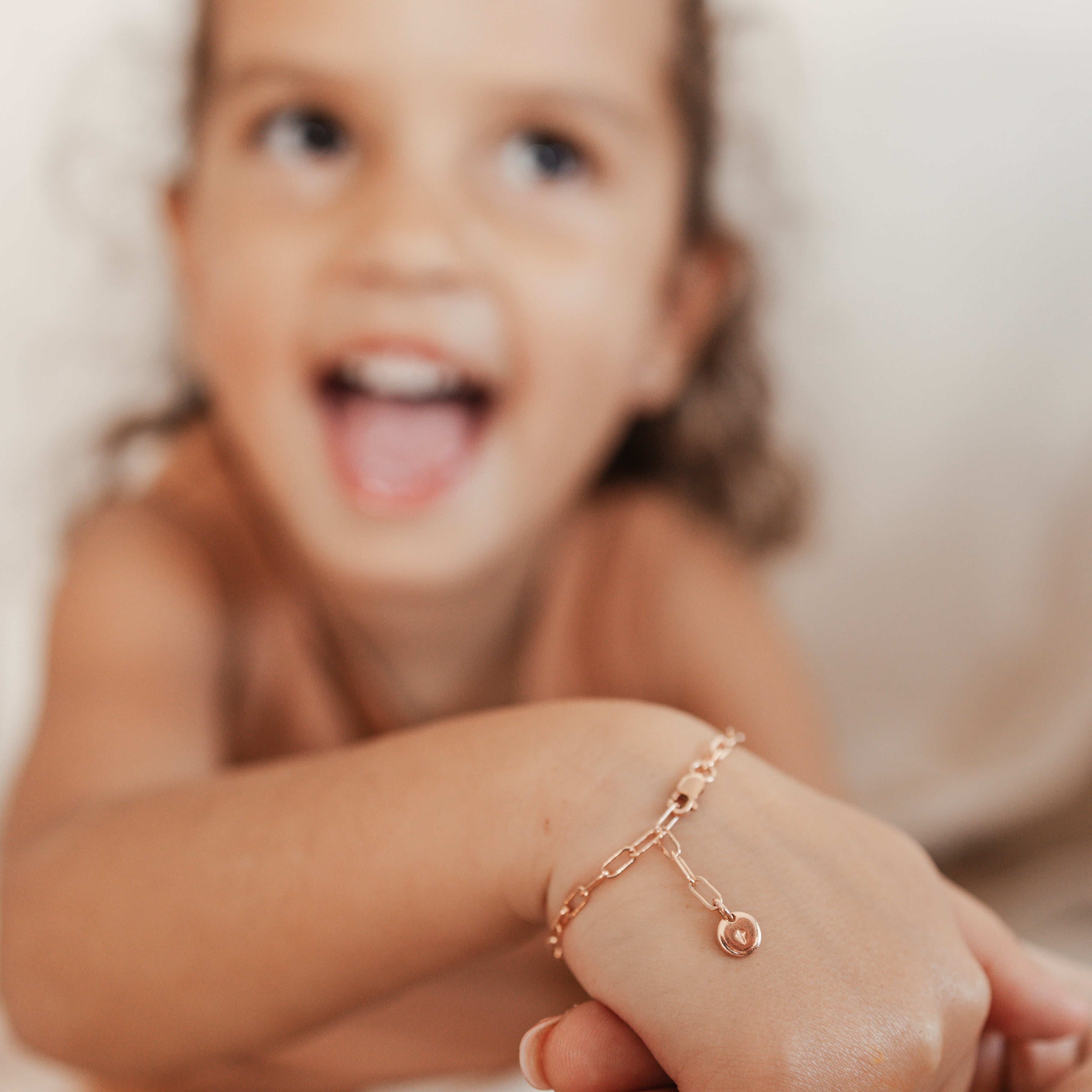 Personalised jewellery – handmade jewellery – KBN jewellery – Australian made jewellery – matching jewellery–  perfect gift for baby– sentimental gift – newborn gift idea – matching jewellery – tiny pendant bracelet – linked chain bracelets - initial bracelet 