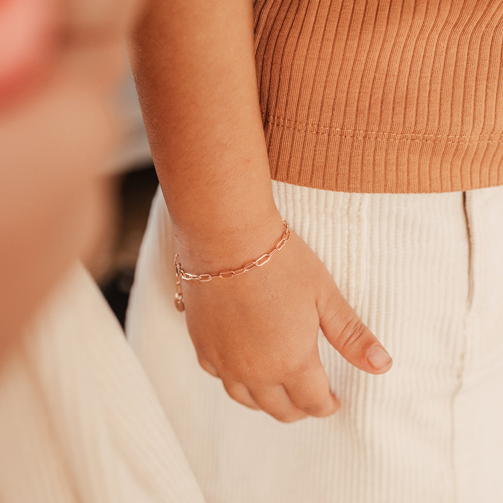 Personalised jewellery – handmade jewellery – KBN jewellery – Australian made jewellery – matching jewellery – matching mum and child bracelet – perfect gift for new mum – sentimental gift – newborn gift idea – new mum gift – matching jewellery – tiny pendant bracelet – linked chain bracelets 