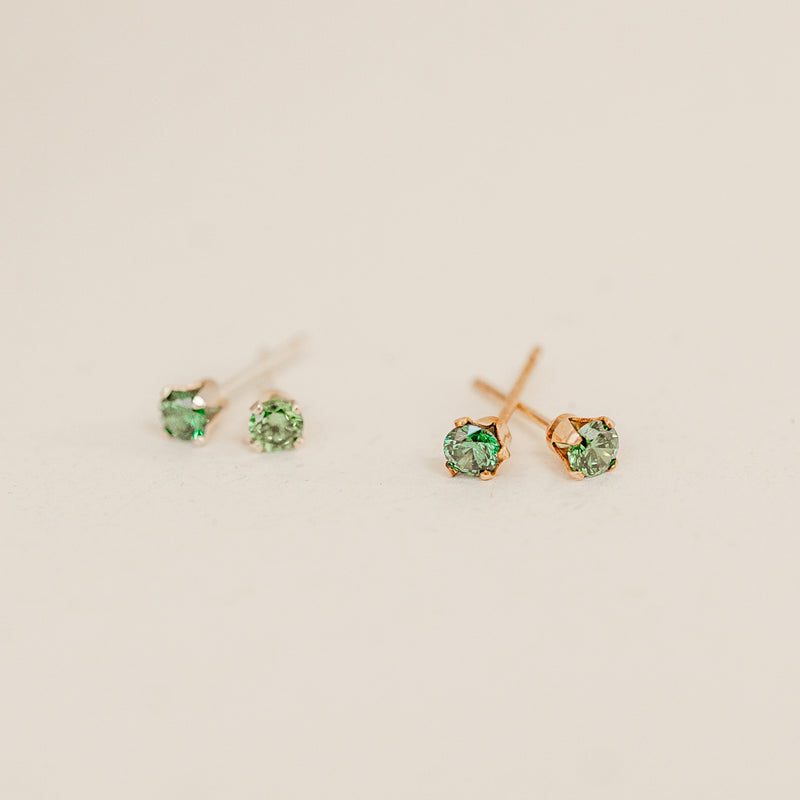 may birthstone studs emerald stone rebirth love symbol sterling silver goldfill