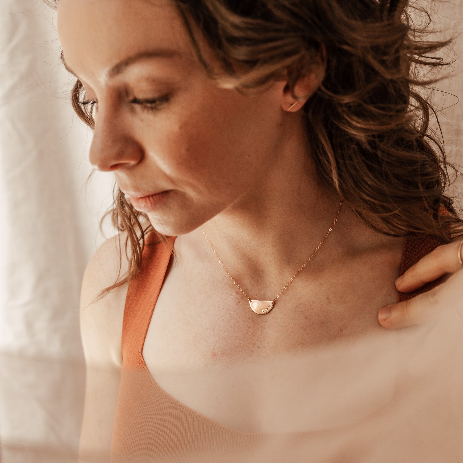 Personalised jewellery - KBN Jewellery - handmade jewellery – Personalised Jewellery gifts – Dainty jewellery – Australia made jewellery – extra large half pendant – half pendant necklace – name pendant – initial names – personalised necklace 